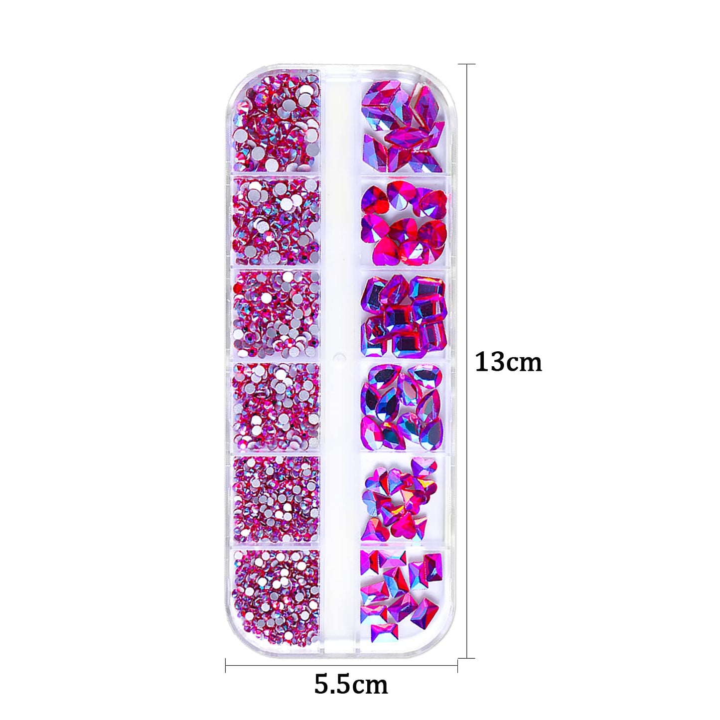 WOKOTO 2 Box Flat Back Pink and Rose AB Nail Rhinestones for Nails Art Rhinestones for Crafts Big Pink Nail Crystal Rhinestones for Acrylic Nails Diamonds for Nails Stones Crystals for Nails