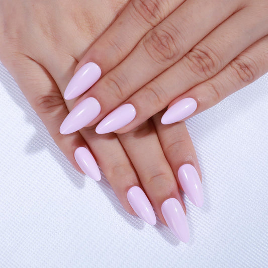 Rnker Press On Nails - Transparent Color, Almond Pink Top gel Nails with Bright Finish, 15 Sizes - 30 Nail Kit with Glue