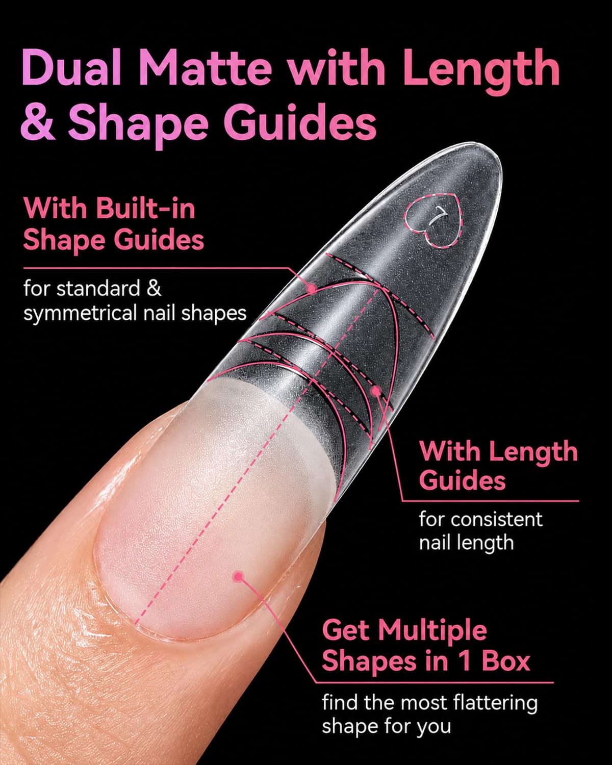Makartt Long Almond Nail Tips: with Scales for Convenient Shape, Matte, 240 PCS, 15 Sizes, Fake Nails Stiletto - Full Cover Acrylic Press On Nail Extensions Manicure DIY Home for All Nail Beds