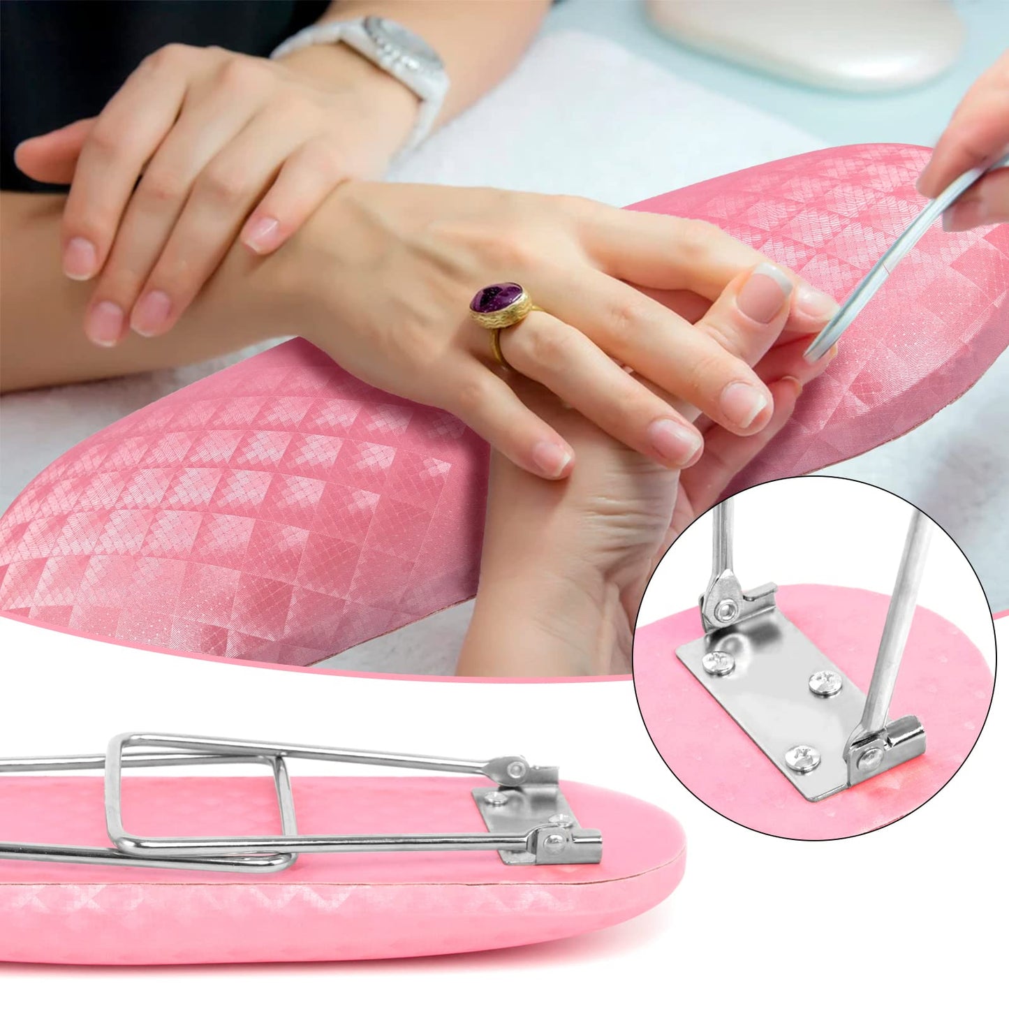 krofaue Nail Arm Rest and Mini UV Light for Gel Nails with Foldable Stand