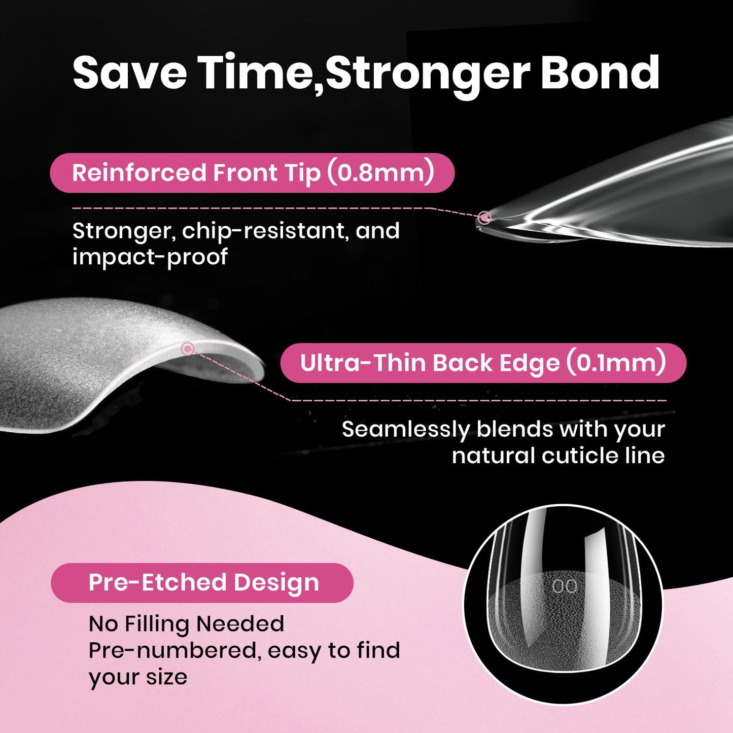 Beetles Gel Nail Tips Flat-X - Almond Coffin Short, 320pcs 16 Sizes, Pre-Etched Half Matte Full Cover Soft Acrylic Press on Easy DIY False Nail Extension Salon for Flat & Natural Nail Beds