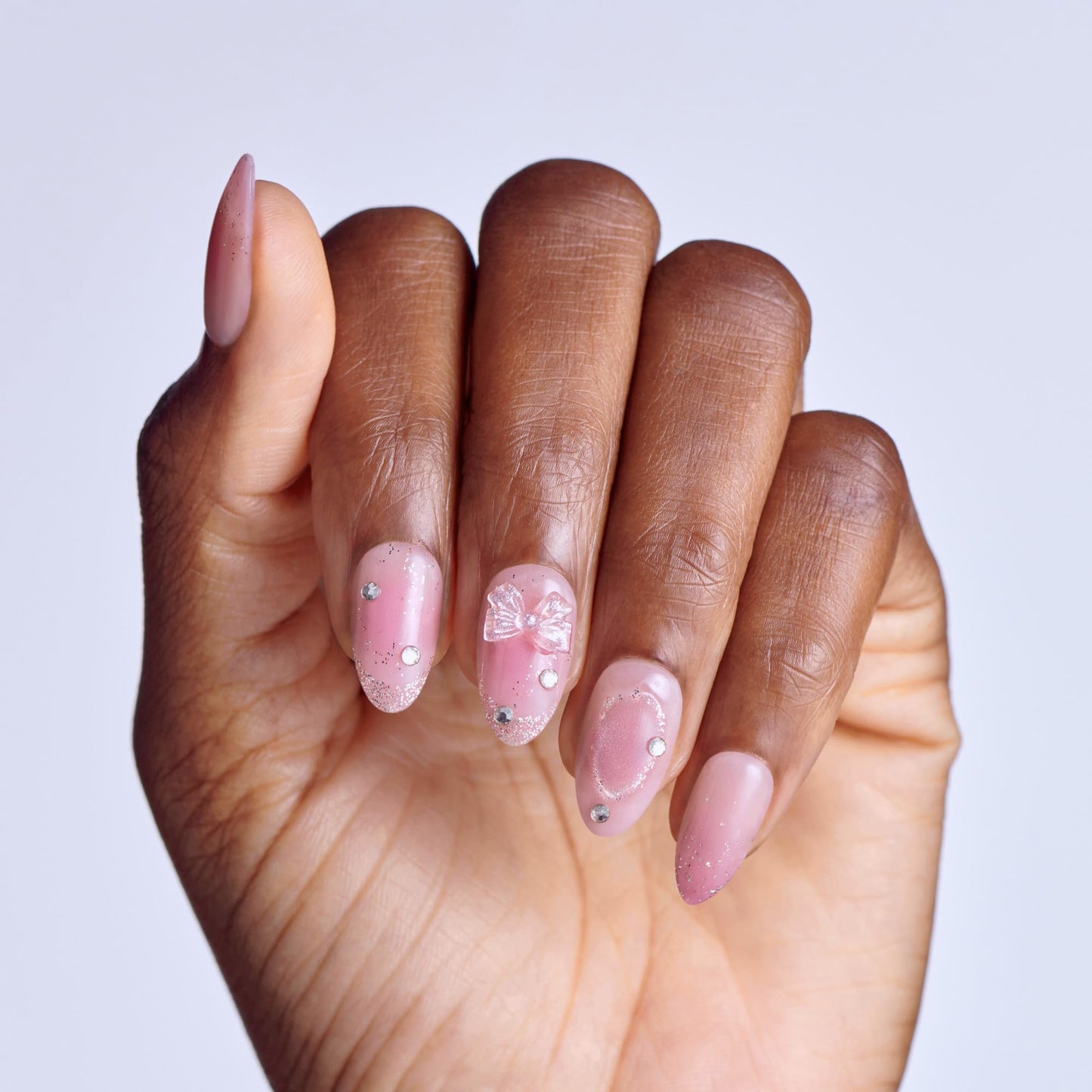 Kiss Impress No Glue Mani Press On Nails, Design, 'Venus', Pink, Medium Size, Almond Shape, Includes 30 Nails, Prep Pad, Instructions Sheet, 1 Manicure Stick, 1 Mini File