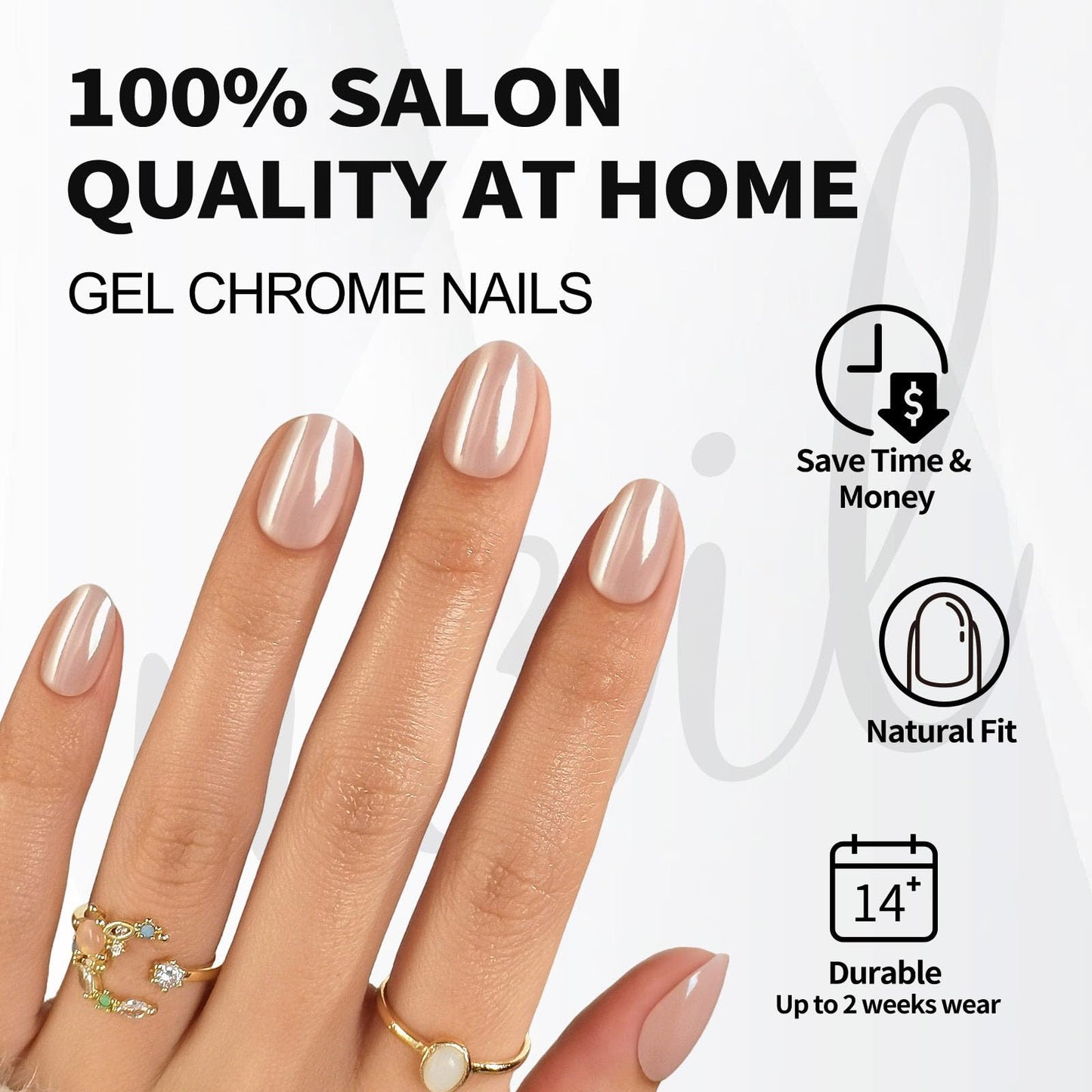 Chrome Press on Nails Oval - SHANGMENG Soft Gel Nude Press on Nails Short for Women Gift, Fit Perfectly & Natural Stick on Nails with Glue in 16 Sizes - 32 Reusable Fake Nails, Aurora Soft Nude