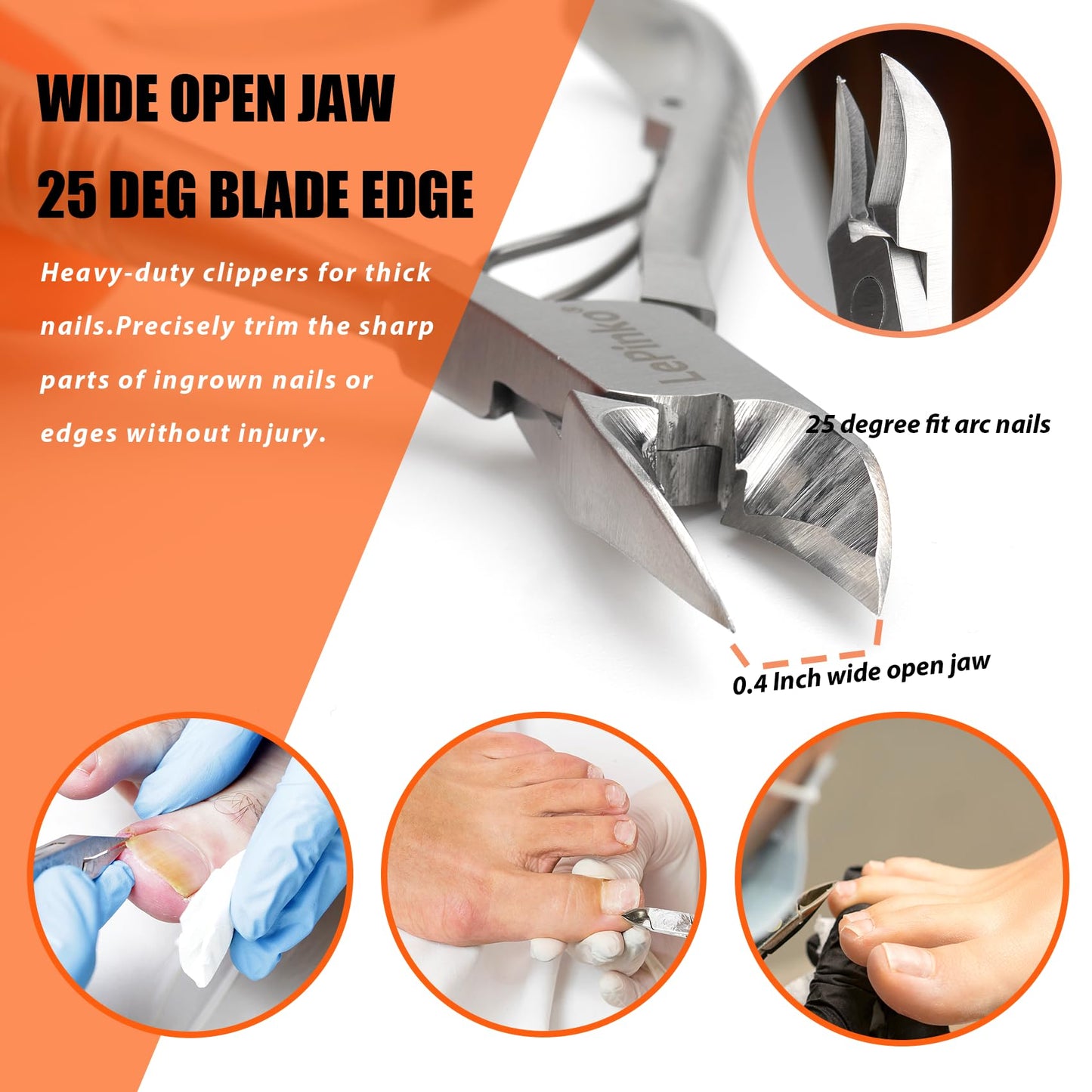 Heavy Duty Podiatrist Toenail Clippers for Thick and Ingrown Nails, Hand Forged Stainless Steel Toe Nail Clippers for Men Women Seniors