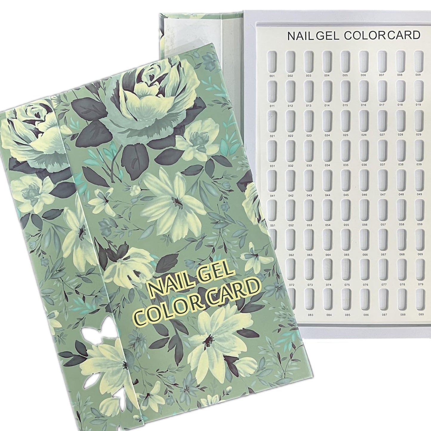 TANG SONG 2 PCS 216 Nail Colors Display Book Nail Polish Showing Board Nail Polish Display Nail Color Display Book For Nail Art Equipment (Green Flower)