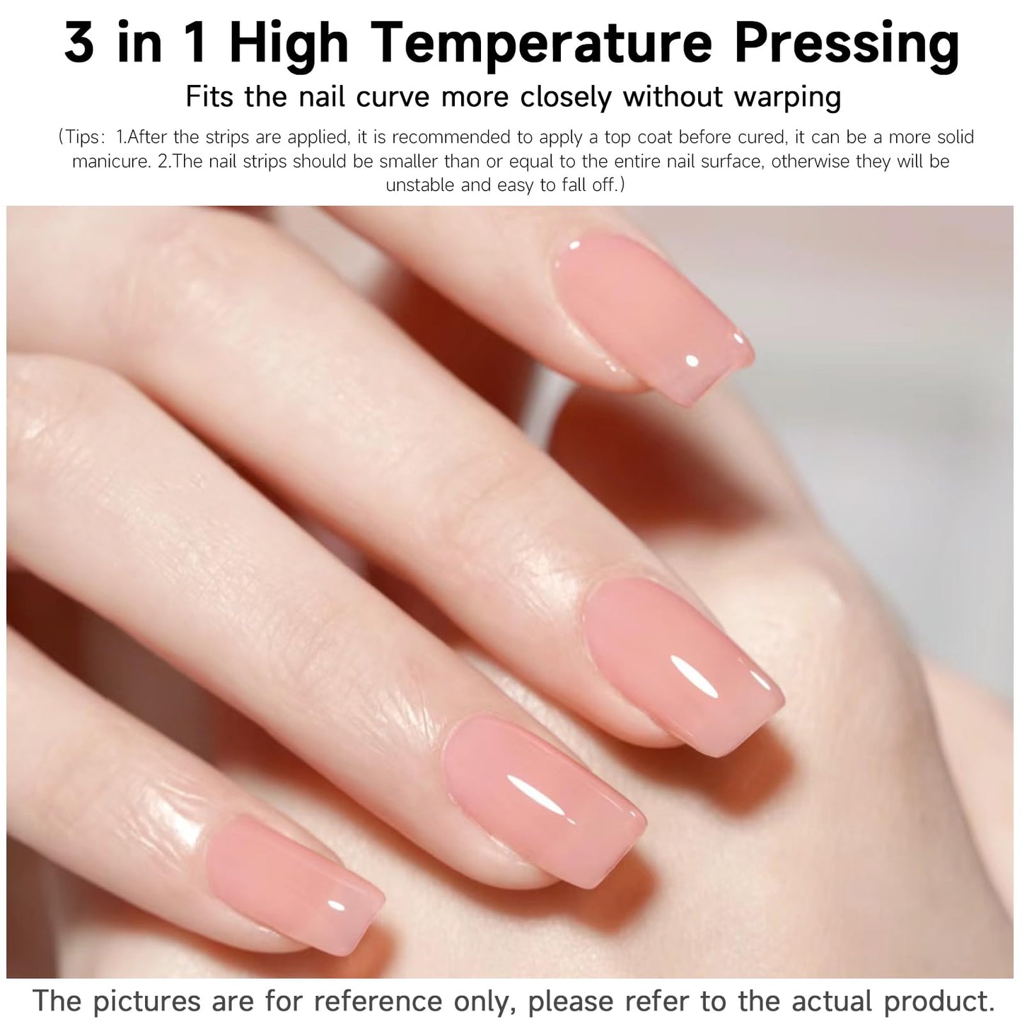 DUKASOU Semi Cured Gel Nail Strips 28 pcs Nude Nail Stickers for Women (Nude Transparent) Full Nail Wraps -UV Lamp Required Long Lasting Easy to Apply