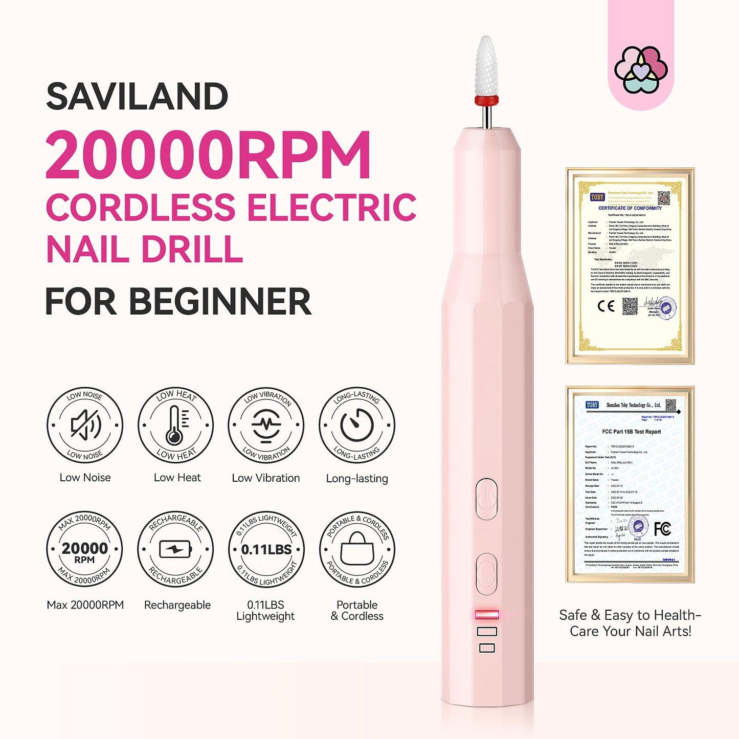 SAVILAND U V Light for Nails + SAVILAND Cordless Nail Drill Kit