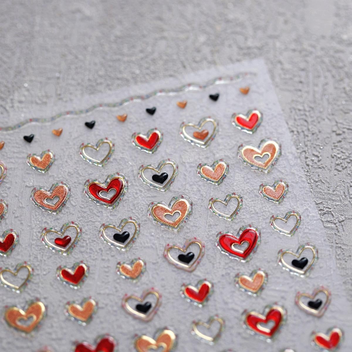 5D Embossed Heart Nail Stickers Valentines Day Nail Art Stickers Self-Adhesive Pink Red Orange Heart Nail Decals for Acrylic Nails Valentine’s Sticker for Women Girls Manicure DIY