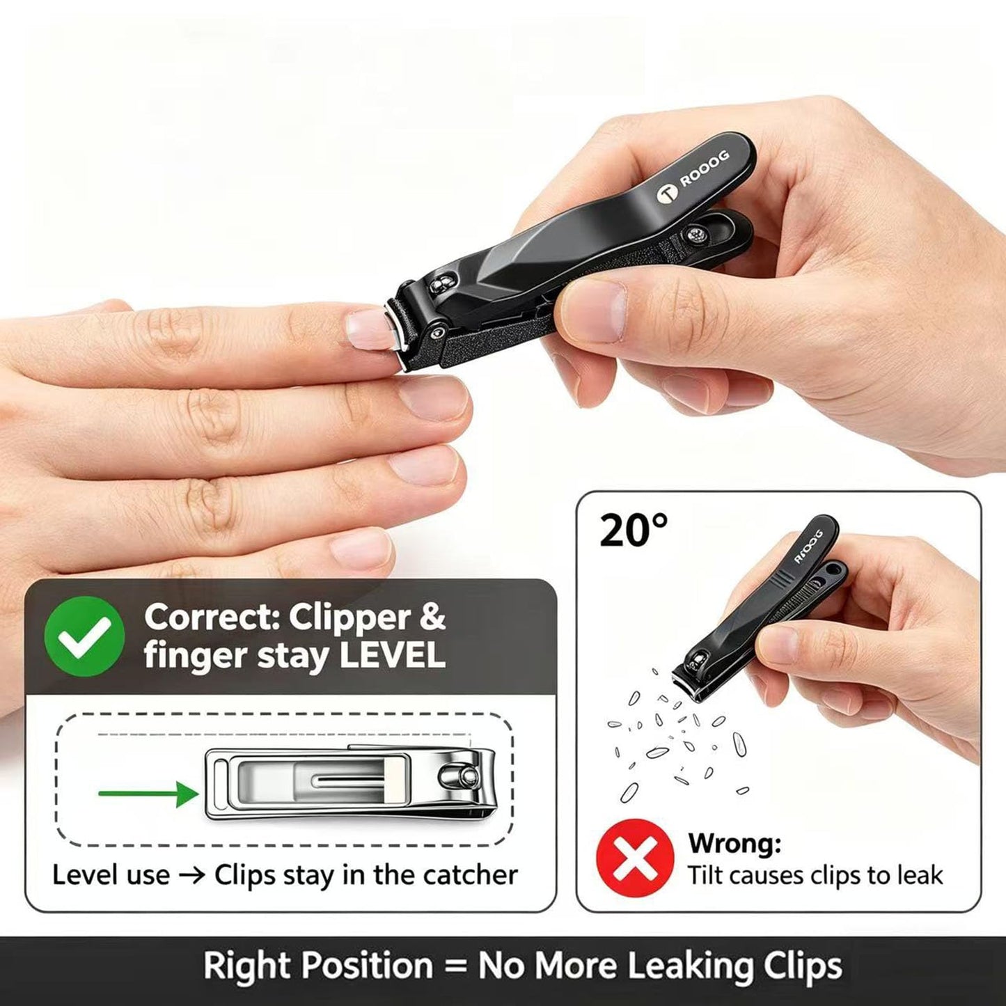 No Mess Nail Clippers with Catcher - Professional Heavy Duty Clippers for Men and Women, Ultra Sharp Fingernail & Toenail Clippers for Gifts, Travel, Clip Anywhere (Anti-Splash Design)