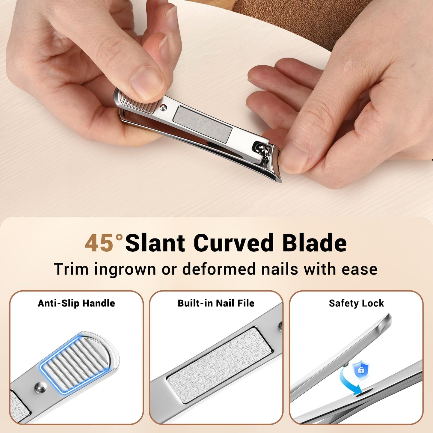 New Huing Toenail Clippers for Seniors, 8-Piece Nail Clippers Set for Thick & Ingrown Toenails, Great Gift for Parents Hunsband Wife, Included Leather Case