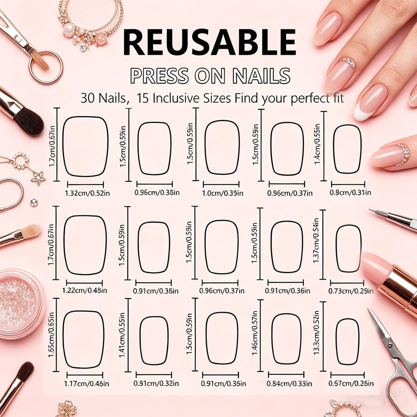 24Pcs French Tip Press On Nails Medium Square Fake Nails Glossy Nude Pink Milky White French Tip False Nails Reusable Acrylic Stick On Nails for Women Daily Home Office Party Wedding