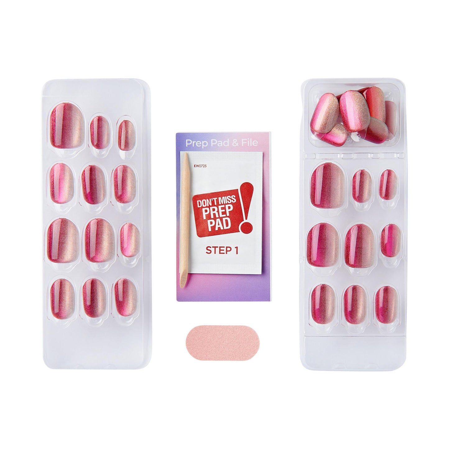 Kiss Impress No Glue Mani Press On Nails, ColorFX, 'Walk Out', Pink, Short Size, Oval Shape, Includes 30 Nails, Prep Pad, Instructions Sheet, 1 Manicure Stick, 1 Mini File