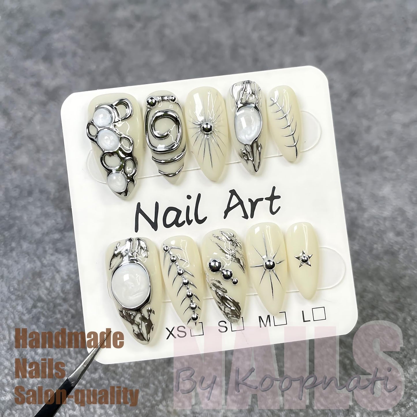 Handmade Press On Nails Almond Pink Homemade Press On Nails French Tip With 3D Design Fake Nail Art For Women M