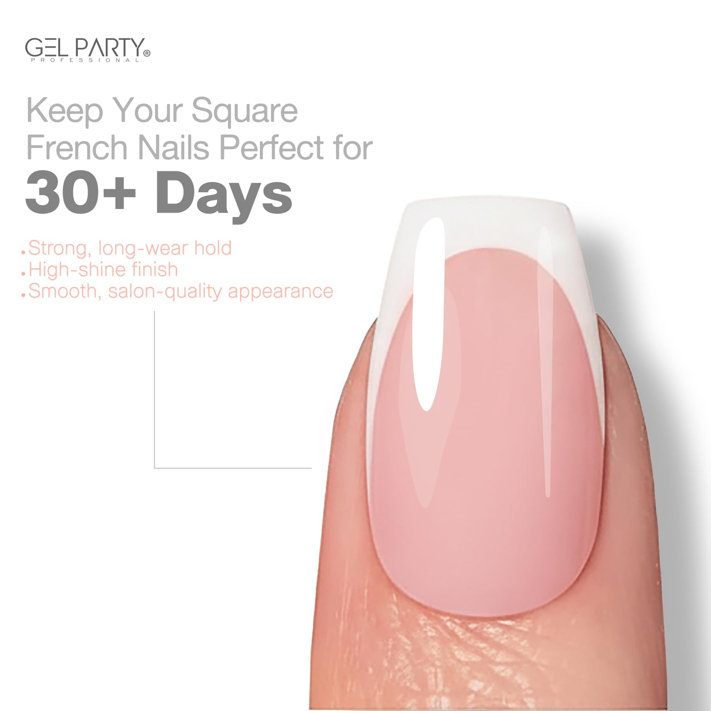 GELPARTY Rapid French Tip Press On Nails – 150Pcs, 15 Sizes | Pre-Shaped Soft Gel French Tips for Salon-Perfect Nails (Nude Short Coffin)