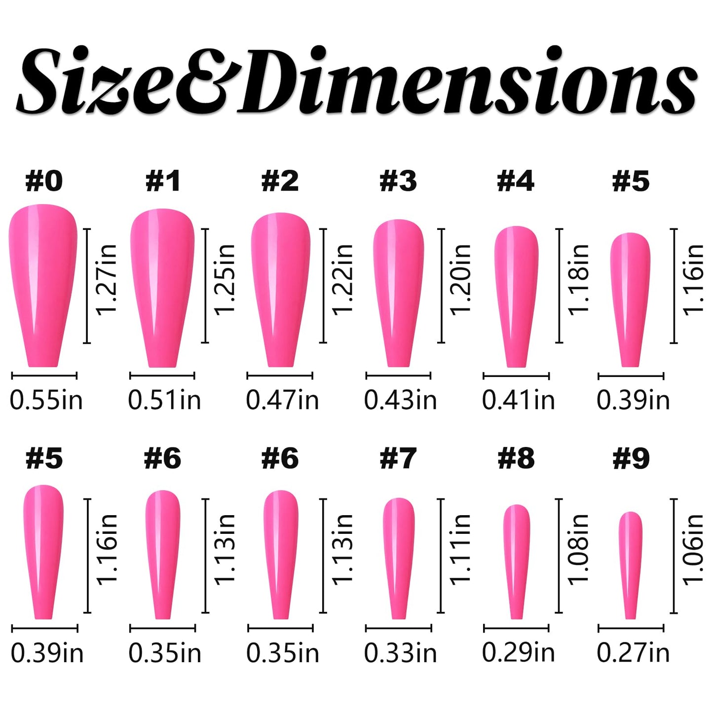 Lifextol Long Coffin Press on Nails Press ons, 100pc Hot Pink Press on Nails Long Fake Nails, XL Coffin Nails Full Cover Acrylic Pink Nails Colored Ballerina Press on Nail Long for Women Girls DIY