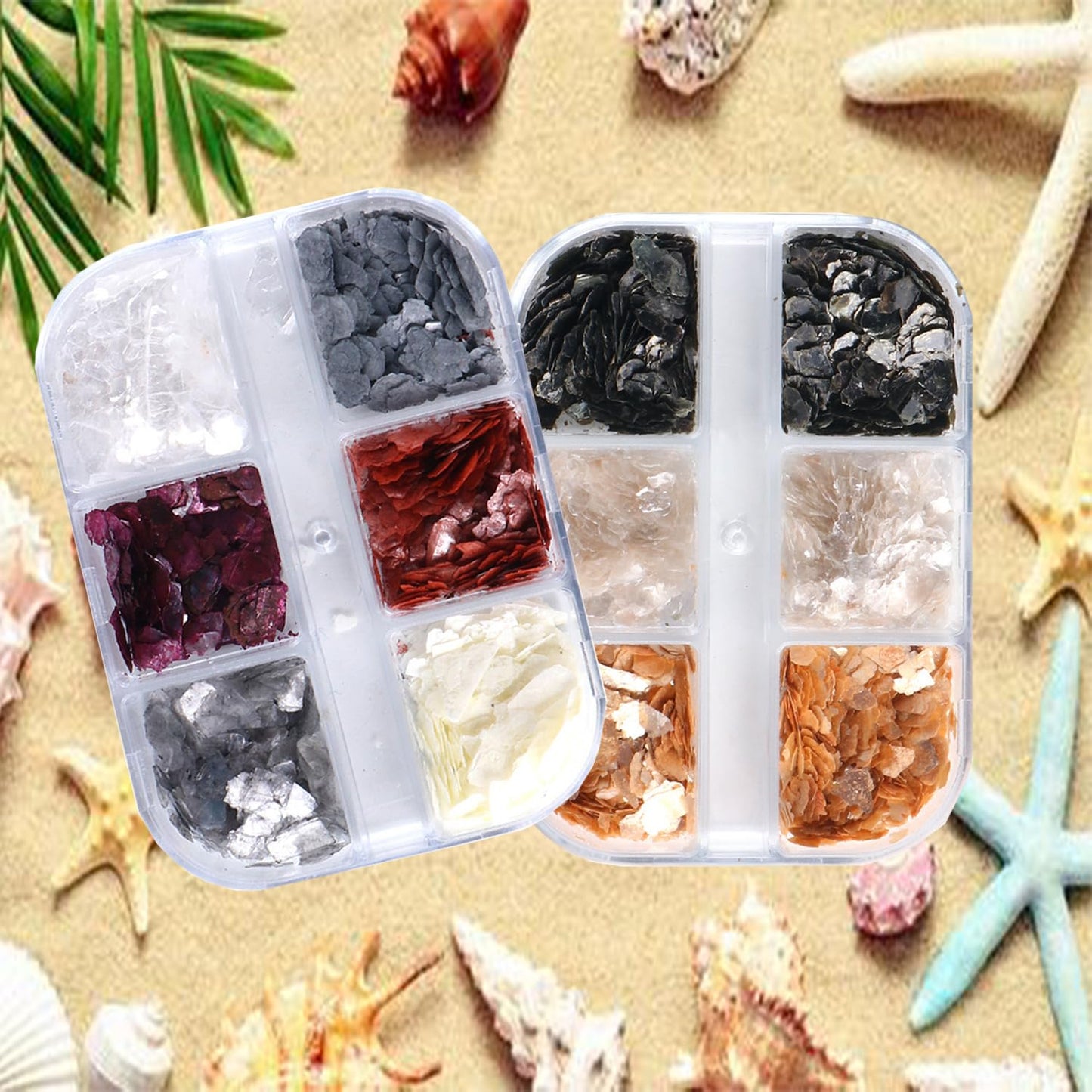 Mica Marble Nail Art Flakes, Autumn Winter Holographic Japanese Style 3D Nail Glitter Sequins Design Marble Nail Slices Acrylic Nails Supplies for Women Manicure Charms Decorations Resin Nail Art Tips