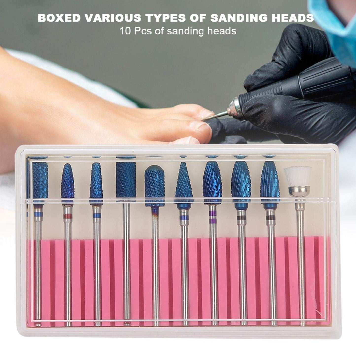 Nail Drill Bits Set,Electrical Professional Nail File Kit,Carbide Nail Drill Bits Set, Cuticle Drill Bit,Nail File Drill Bit for Manicure Pedicure Cuticle Gel Nail Polishing,10Pcs Nail Grinding Head