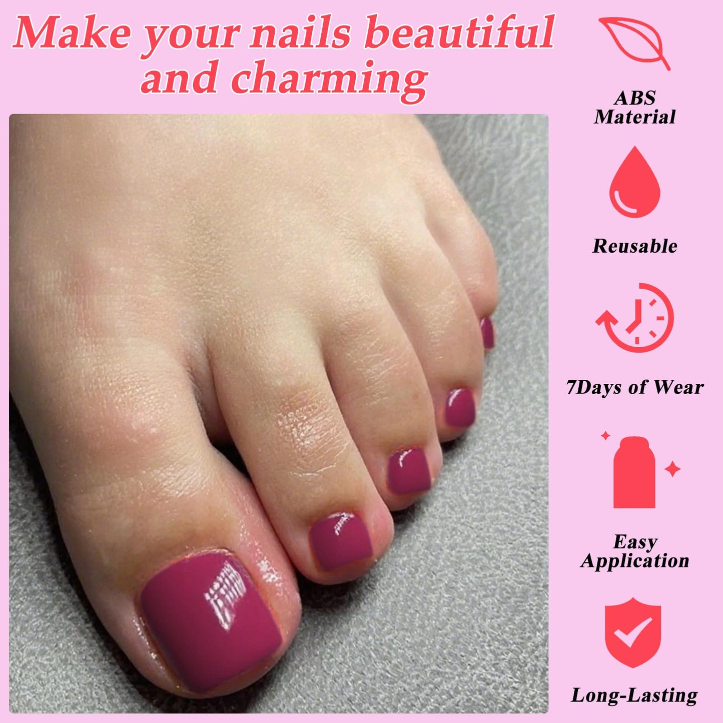 Lifextol 120PC Berry Press on Toenails for Women Fake Toe nail Press ons Acrylic Toe Press on Nails Set, Press on Toe Nails Press on Fake Toenails Press ons Acrylic Toe Nail Tips Kit&Glue Tab-P