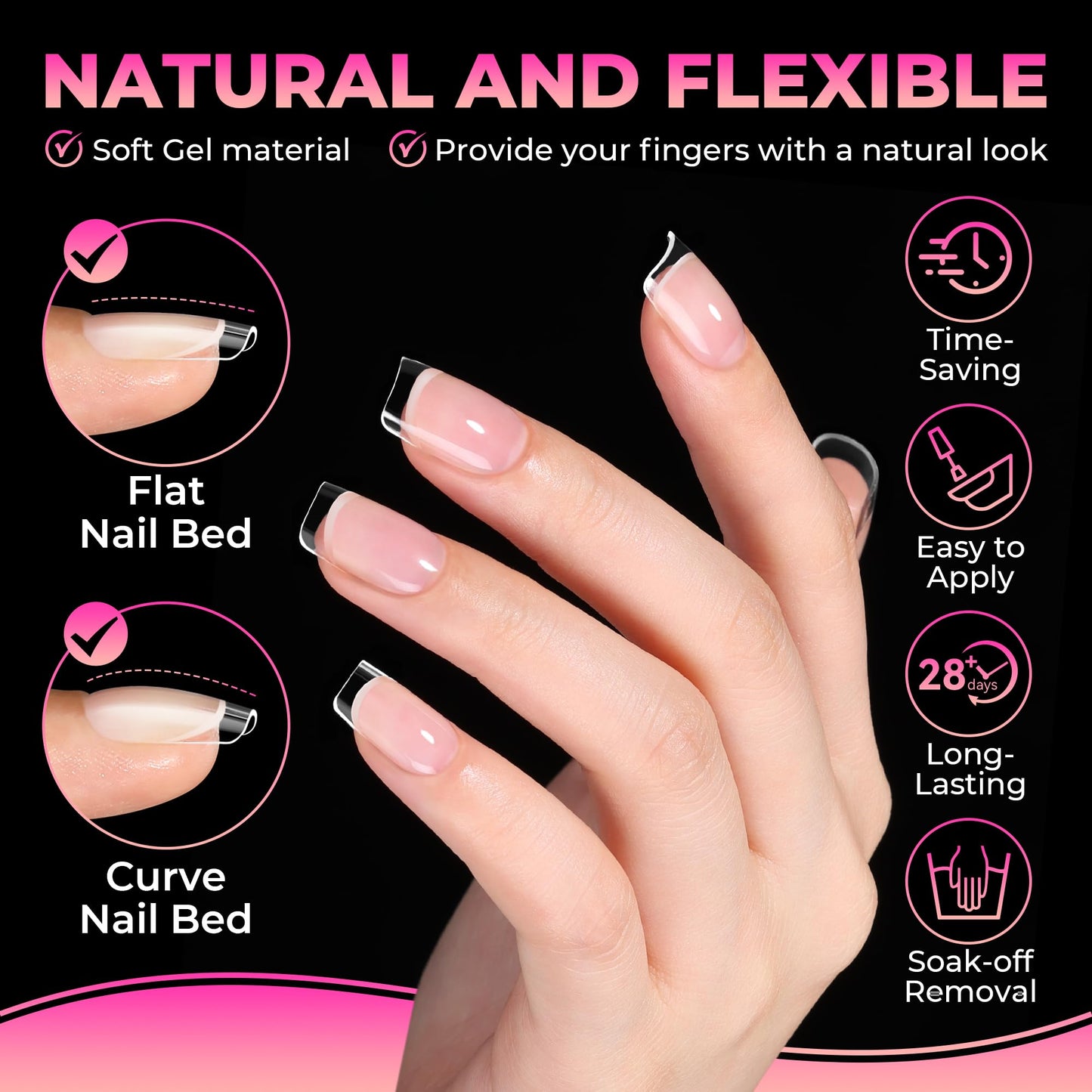 UNA GELLA Short Square Gel Nail Tips, 510Pcs Short Square Press on Nails 15 Sizes Half Matte Fake Acrylic Full Cover Nail Tips Clear No C Curve False Nails for Nail Extensions DIY Home Salon for Women