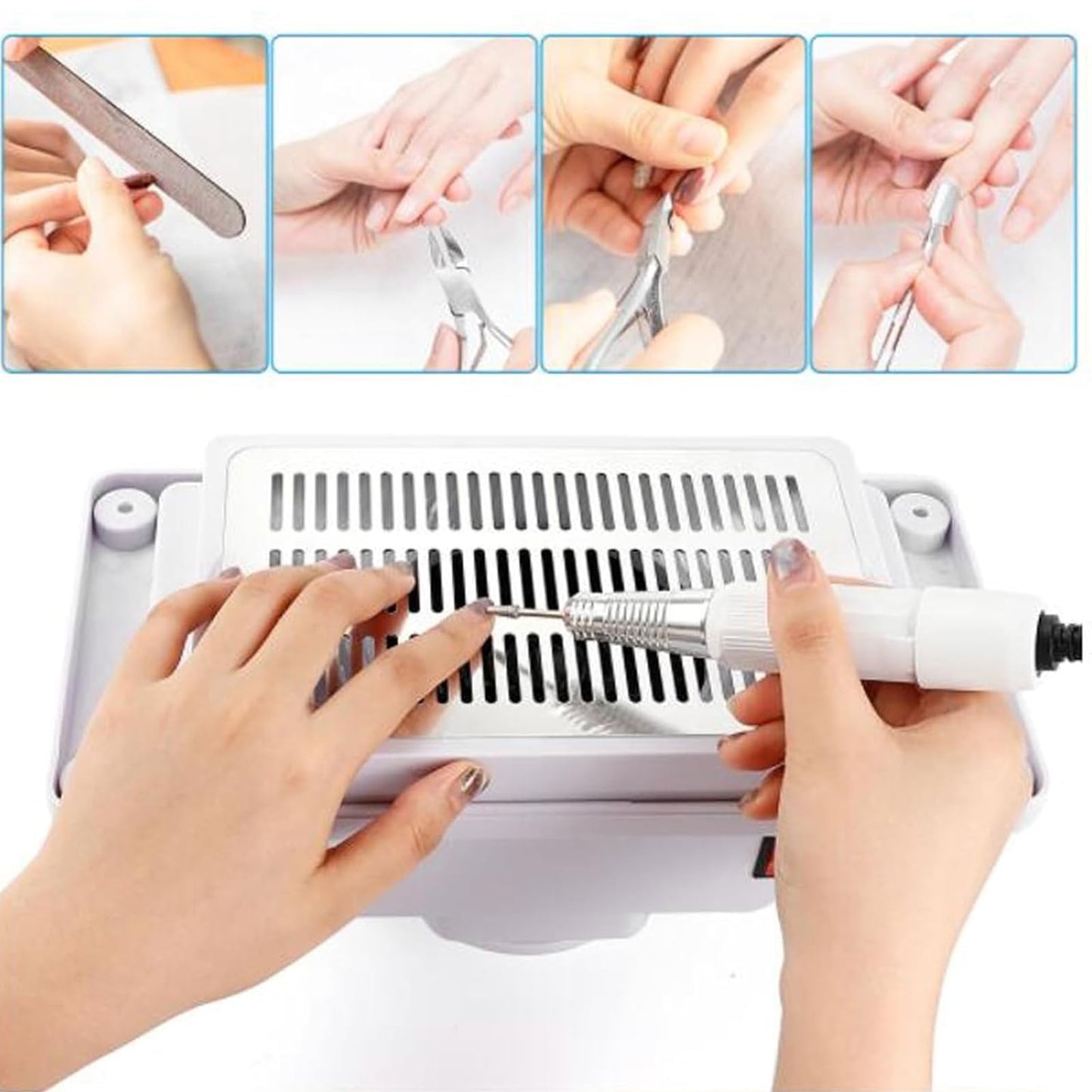 13-Watt Powerful Table Nail Dust Collector, High-Efficiency Vacuum Suction System for Acrylic Gel Nail Polishing, Manicure Tool Featuring Dust Bag for Salon & Home Use