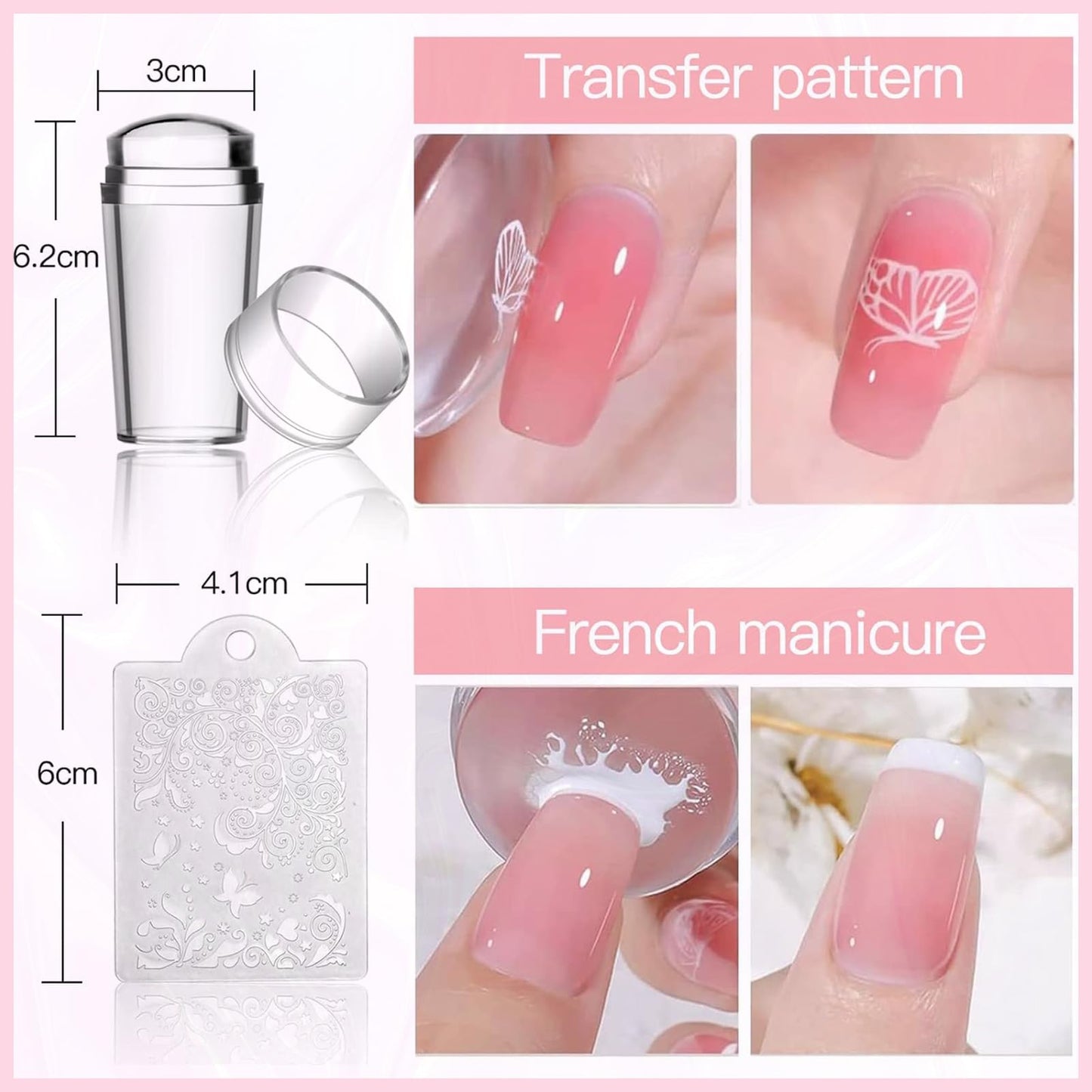 Biutee Nail Stamping Plate Nail Stamper Kit with Stamper & Scraper, Large Nail Art Stamping Plate French Line Lace Flower Leaves Animal Star Space Design DIY Nail Stamping Kit