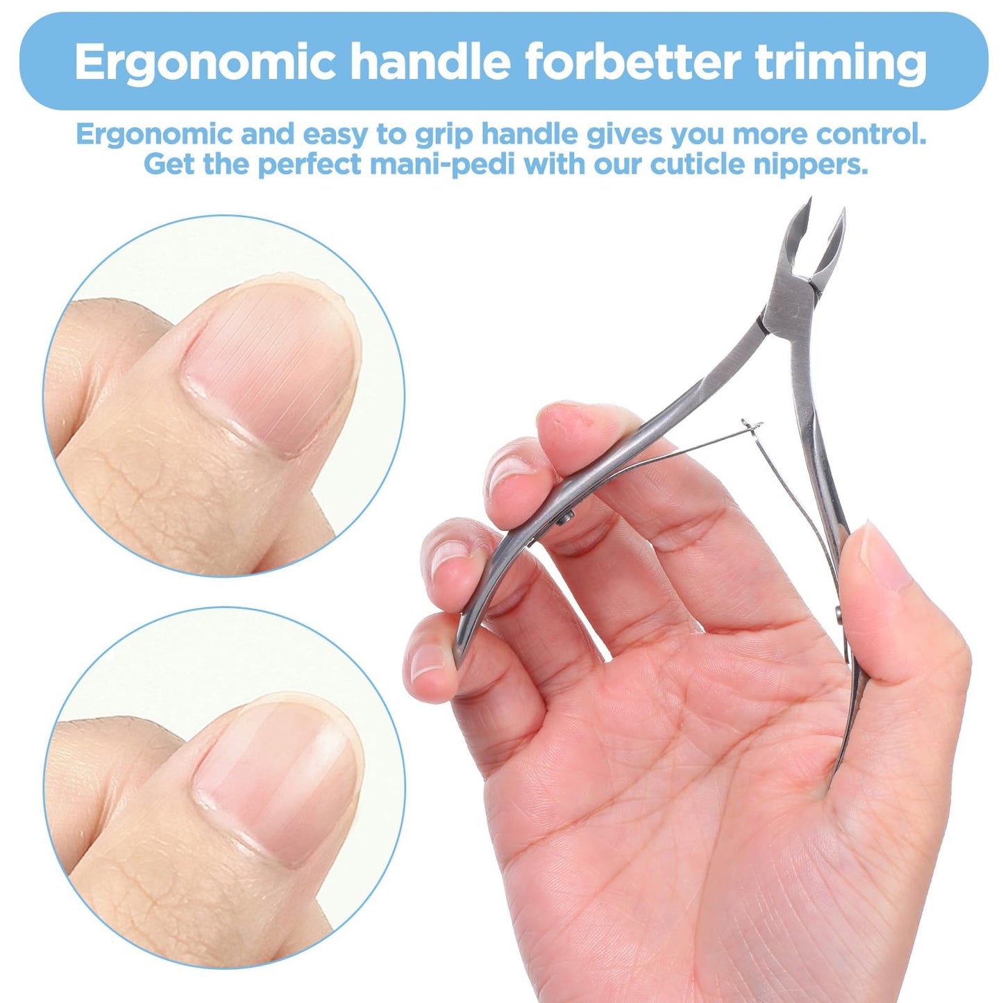 YBEATY 12 Packs Professional Cuticle Trimmer Nippers Stainless Steel Nail Cutter with Pointed Sharp Blades Double Spring Dead Skin Clipper Scissor Pedicure Manicure Tool for Fingernails Toenails Care