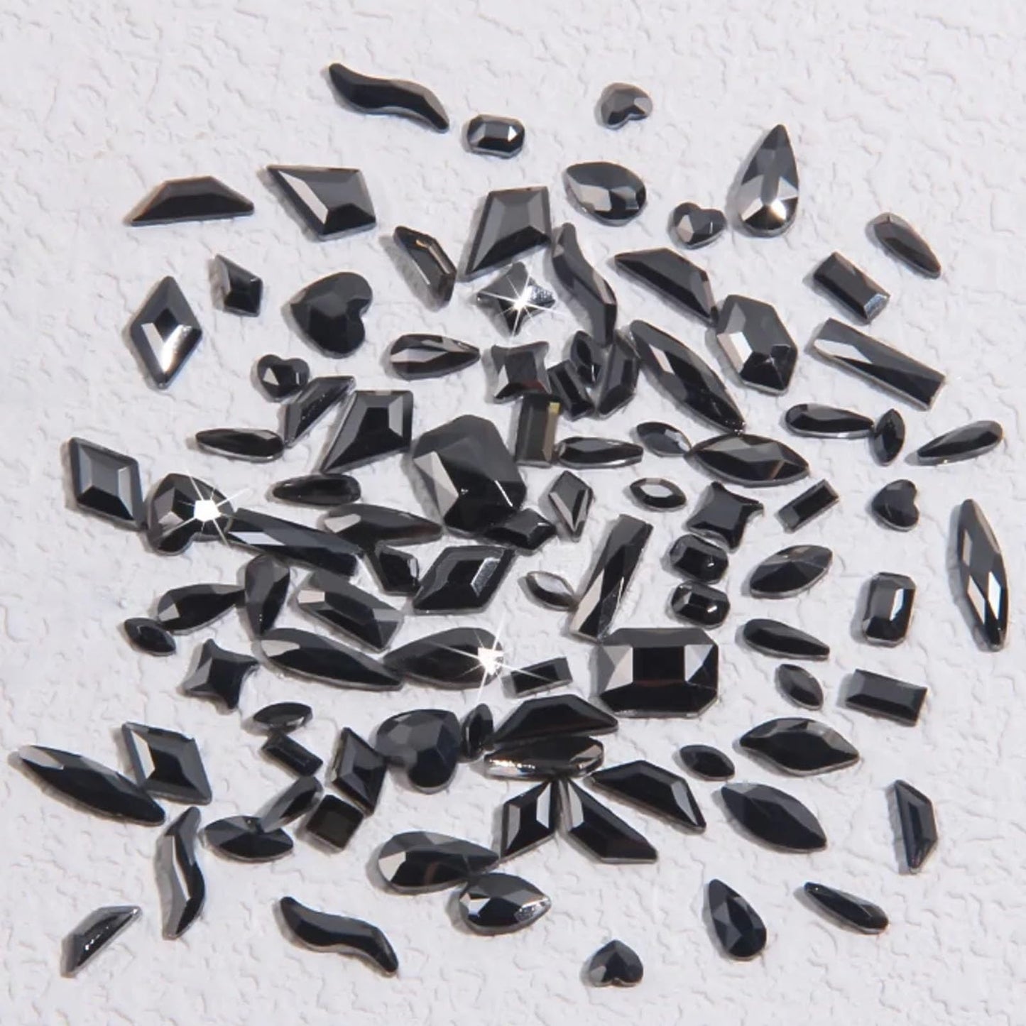Kaipheiquan Nail Rhinestones Kit, 18 Types of 900 Special-Shaped Nail Crystal + 3200 Flat-Bottomed Nail Rhinestones, Black Nail Rhinestones for Nail Art DIY with Tweezer + Pickup Pen