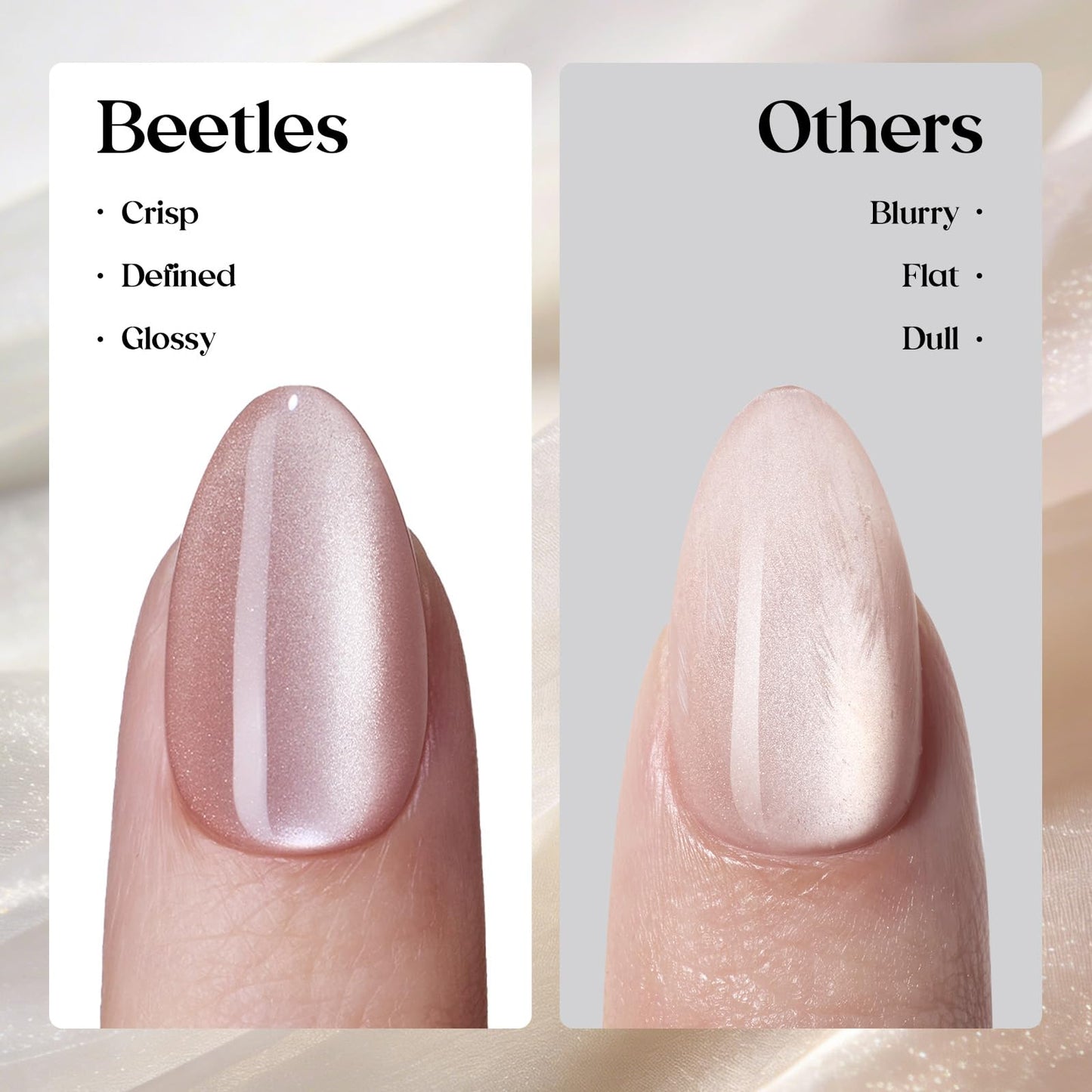 Beetles Motion Glow Nail Tips, 160PCS, 16 Sizes Short Almond Nail Tips, Cat Eye Magnet Full Cover Soft Nail Gel Fake Nails, Salon-Gel Look for DIY Manicure Rose Glow