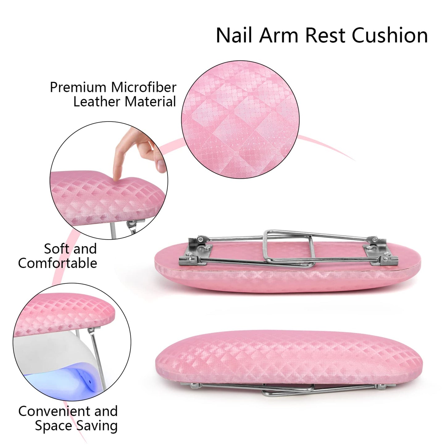 krofaue Nail Arm Rest and Mini UV Light for Gel Nails with Foldable Stand