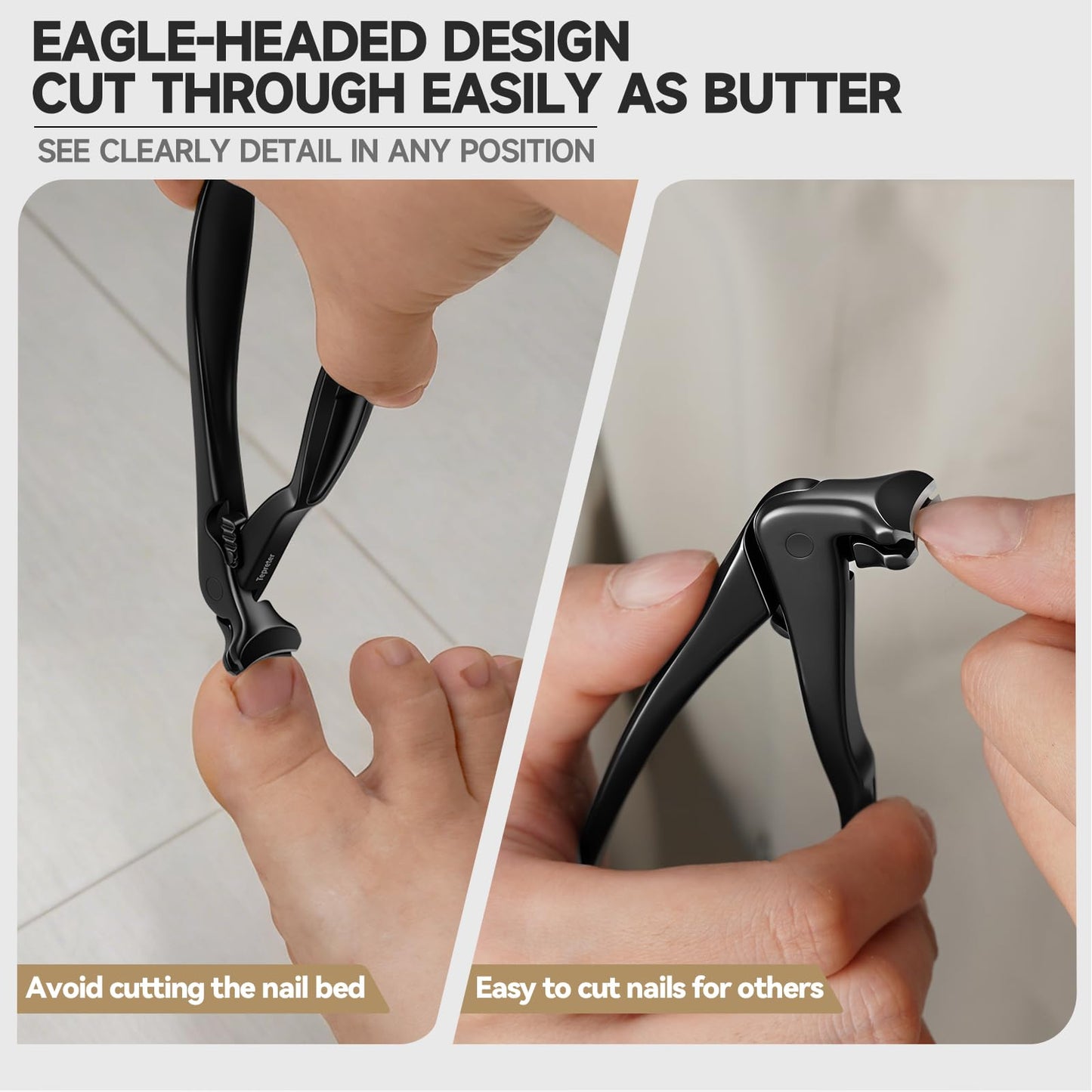 Ergonomic Long Handle Toenail Clippers for Seniors, Angled Head Wide Jaw Fingernail Clipper for Thick Ingrown Toenails for Men Women, Large Finger Nail Clippers Adult with Nail File, Mothers Day Gifts