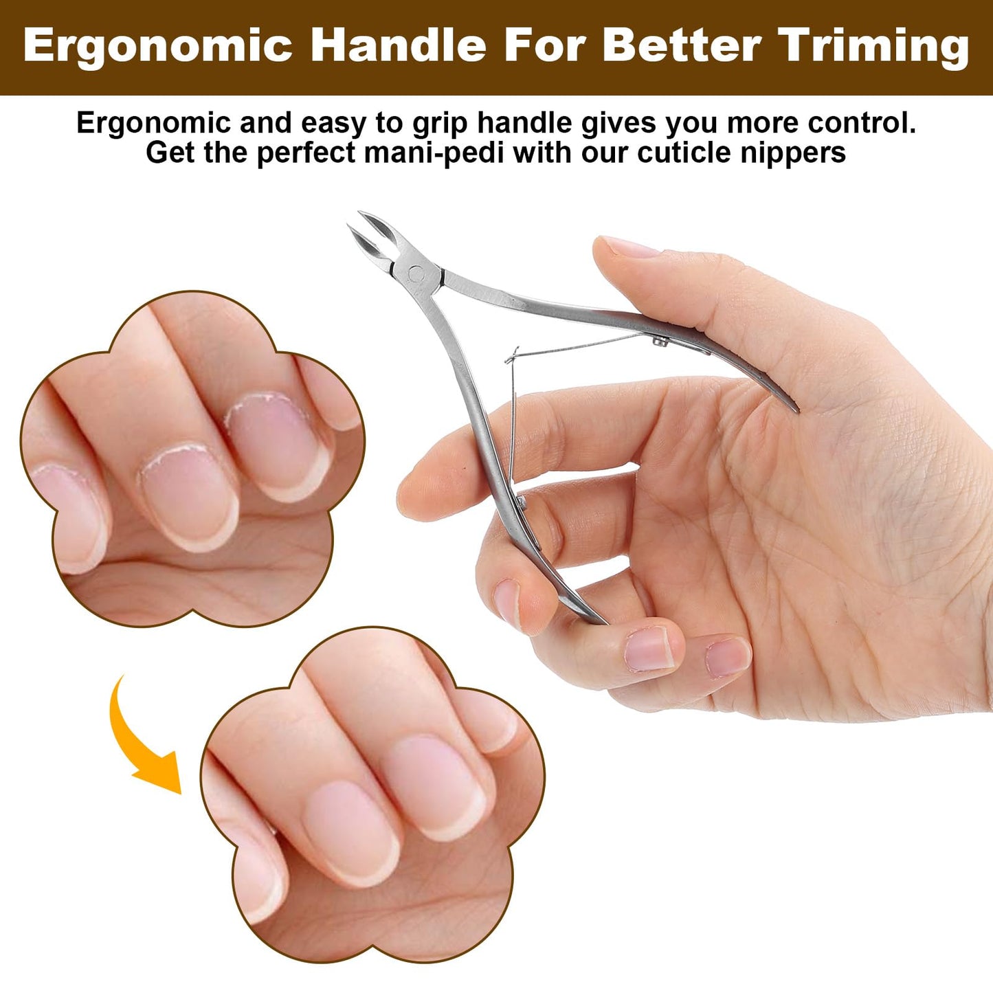 Afcabakila 24 Pcs Cuticle Trimmer with Cuticle Pusher, Professional Stainless Steel Nippers, Manicure Pedicure Tools with Pusher & Protective Cover, Double Spring for Nail Care Pedicure Nail Tools