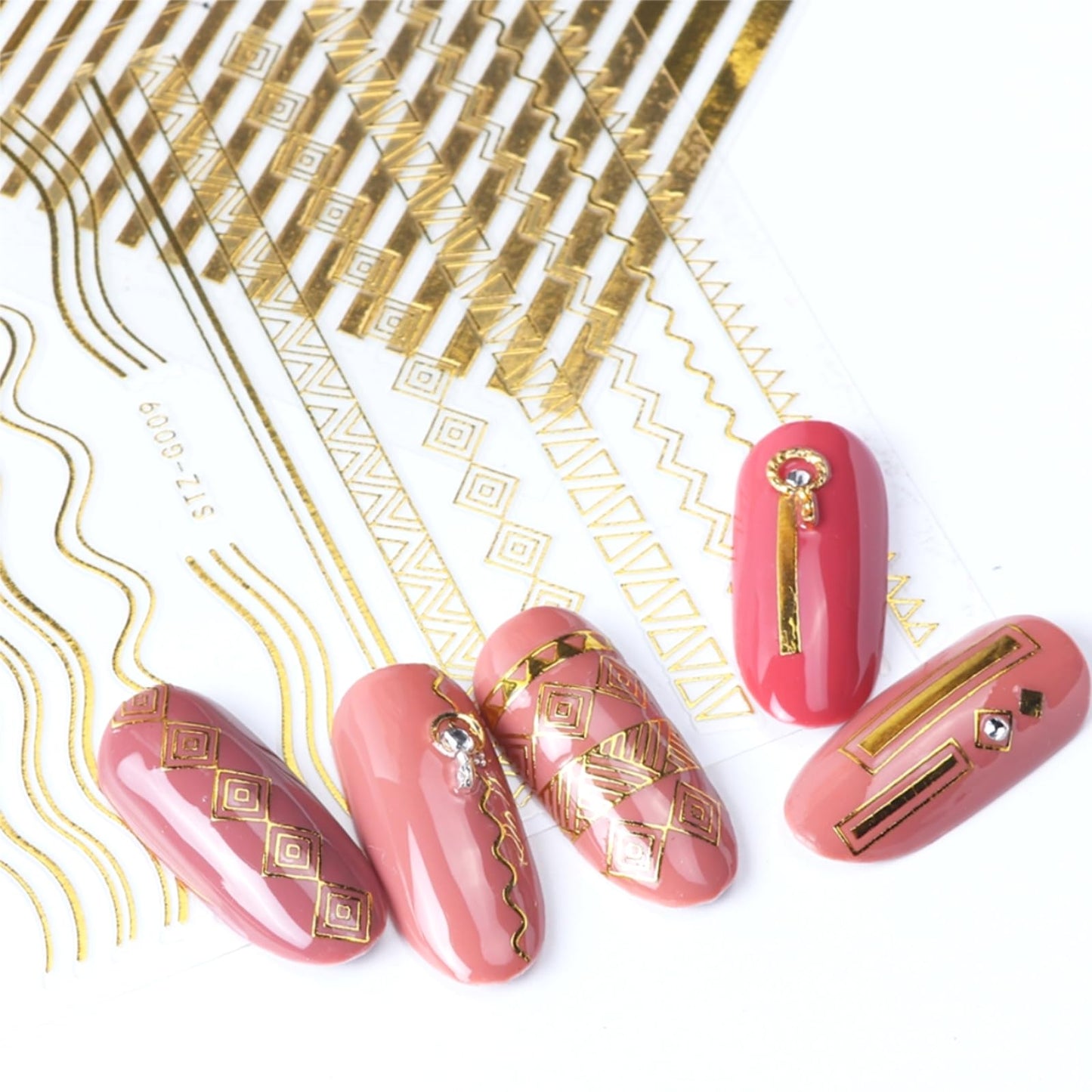 12 Sheets Gold Nail Stickers for Nail Art 3D Self Adhesive Line Nail Decals Gold Nail Art Stickers Gold Stripe Wave Nail Design French Nail Supplies for DIY Manicure Decoration for Women