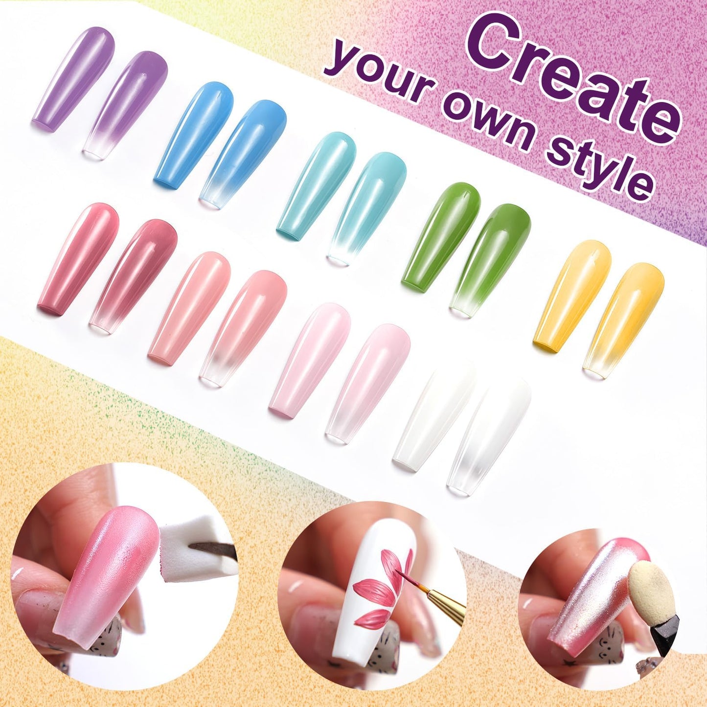 U-Shinein Gradient Painting Gel, 9 Bright Colors Ombre Gel Nail Polish Light Pink Blue Summer Kit Sponging for Pigment Pat Nails Aura Nails French Manicure Soak Off UV Bloom Summer