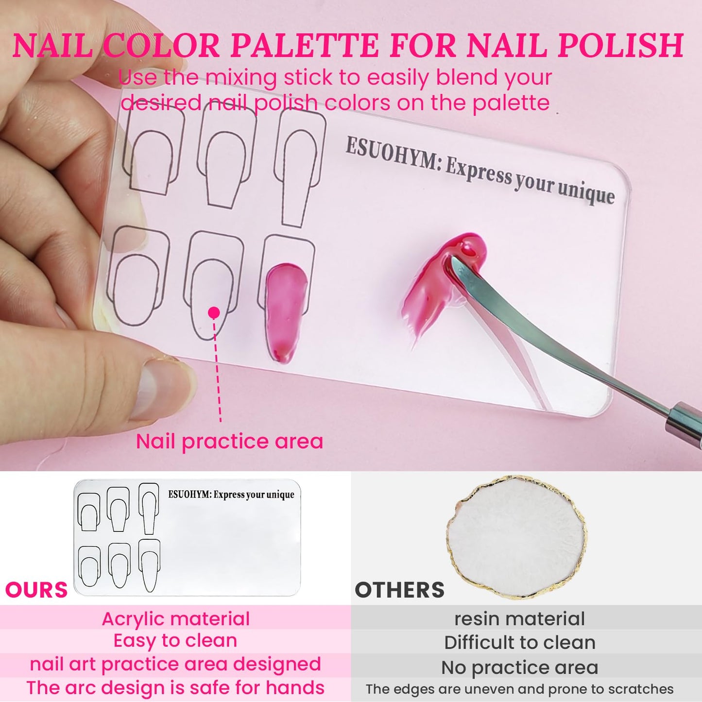 ESUOHYM Nail Stand For Press On With Nail Art Brushes Nail Holder For Painting Practice Display Presson Nails Nail Art tools Set with Nail Dotting 3D Sculpting tools, Practice Kit Tech
