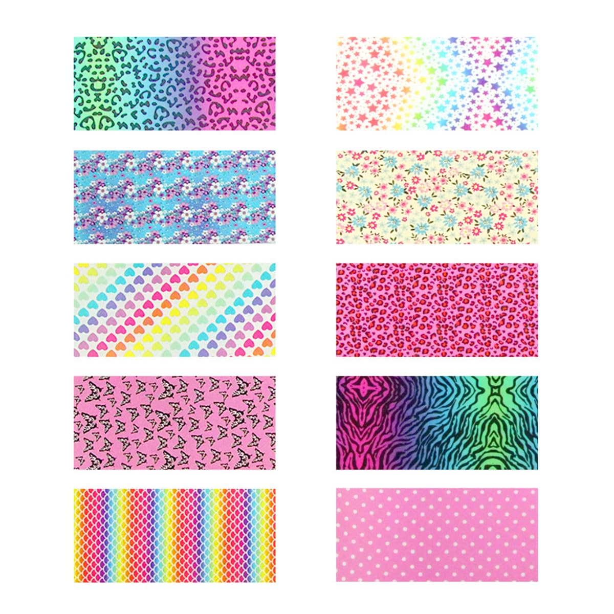 Leopard Print Nail Art Foils Transfer Stickers Spring Flowers Butterfly Nail Foils Adhesive Decals Nail Art Supplies Heart Star Polka Dot Starry Sky Paper Transfer Sliders for Women Nail Decorations