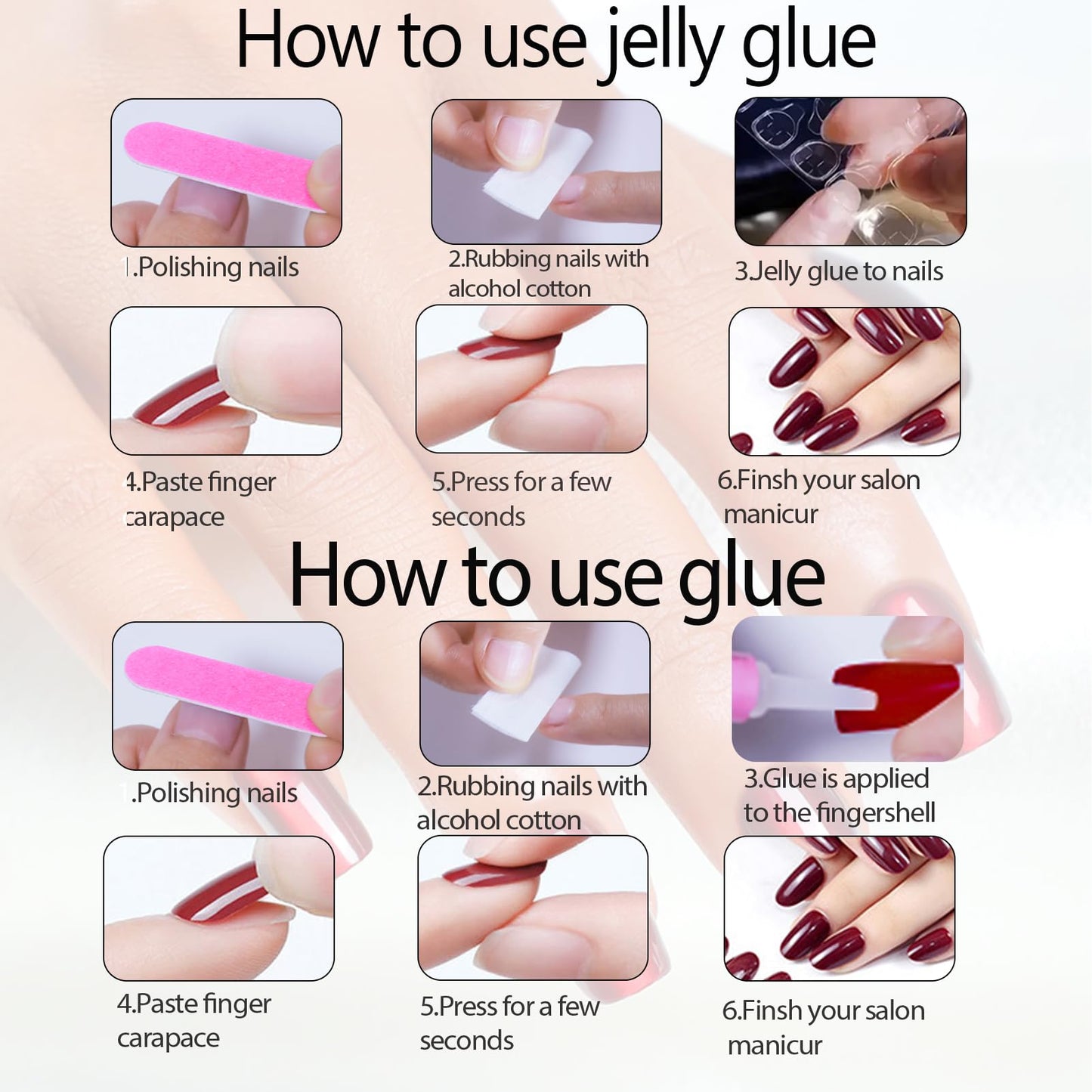 Hrnsnails Almond Shaped Press On Nails, Glue On Nails Medium Length Fake Nails with Red Glitter Glossy Designs, Nails Press Ons Gel False Nails, Artificial Nails Stick On Nails for Women