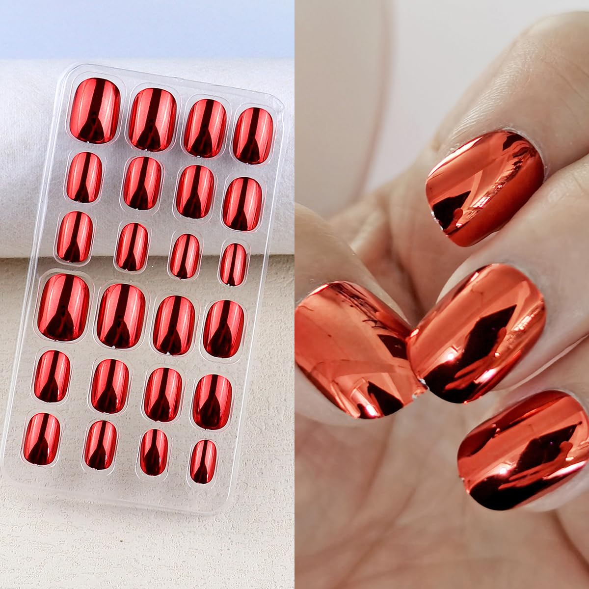 120 Pcs Mirror Metallic Press on False Nails Set for Girls Chrome Kid Fake Nails Pre-glue Children Artificial Metal Plating False Nails Short Oval Full Cover Acrylic Nail Tips Kit for Girl Toys