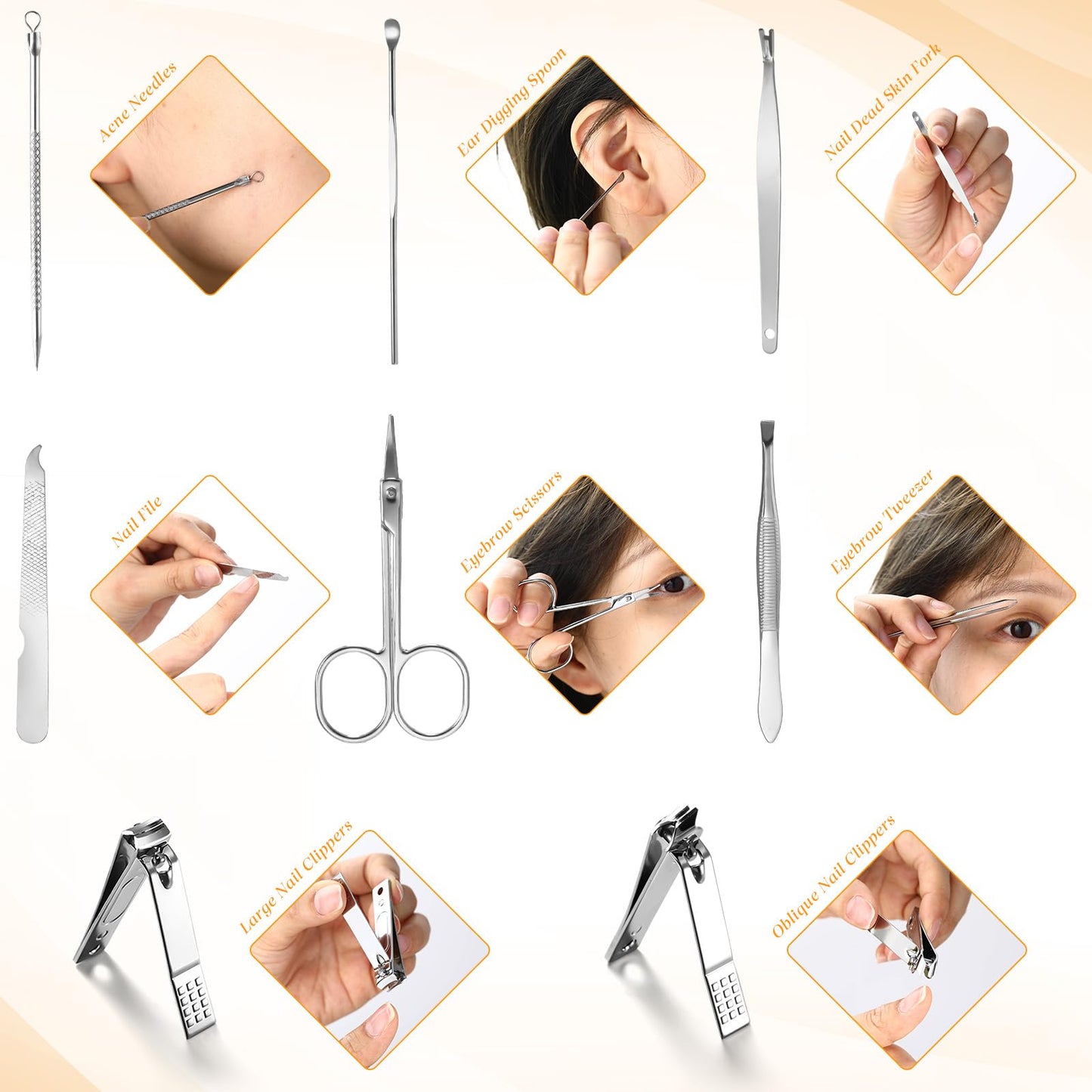 12 Set 8 in 1 Manicure Pedicure Kit Father's Day Gift Stainless Steel Nail Clippers Toenail Clipper Small Travel Manicures Case for Men Women Coworkers Team Gifts Grooming Tool