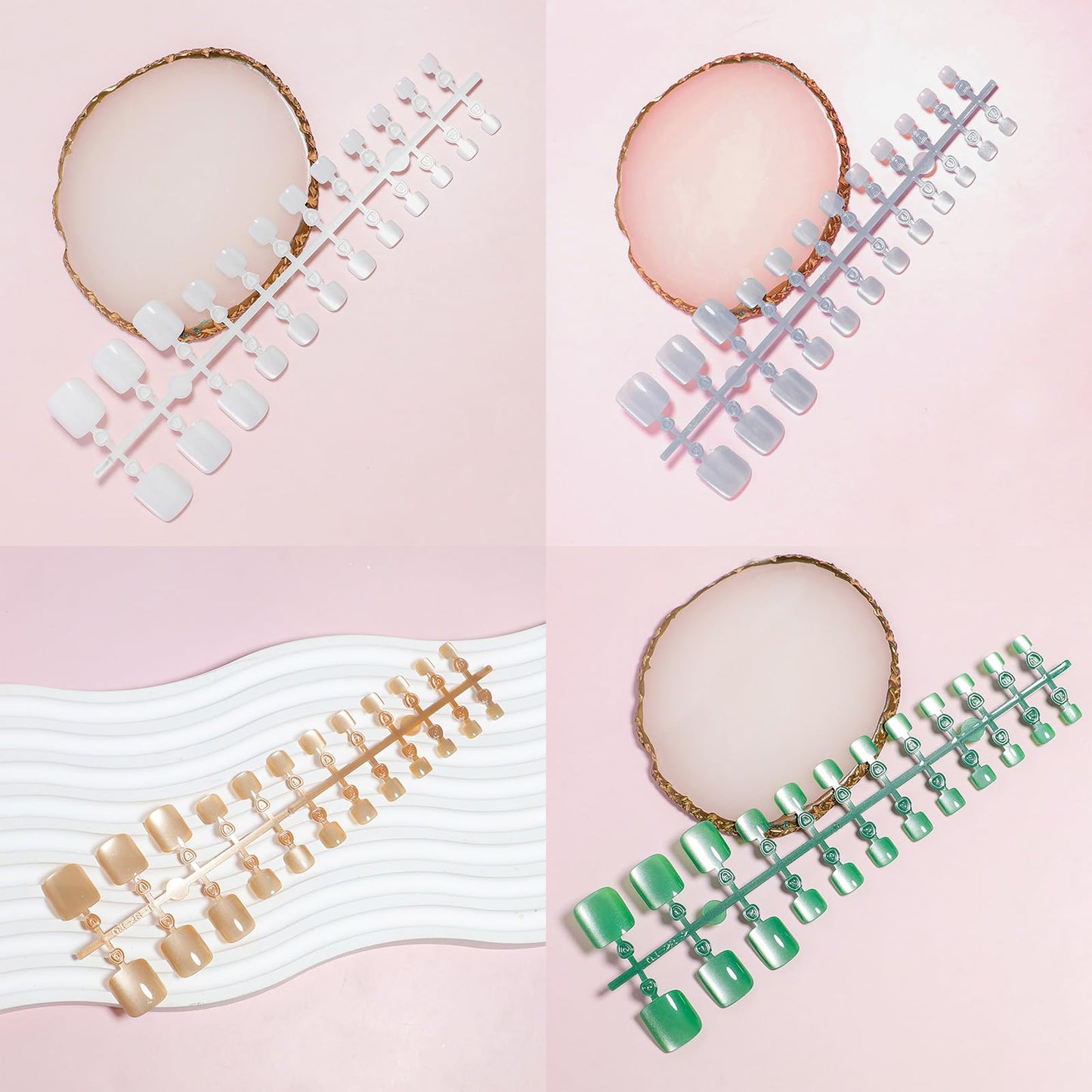 4 Pack Press on Toenails,KKUUOO Short Square Fake Toe Nails,4 Color Summer Press On Toe Nails,shiny Glitter Acrylic Toenails,Full Cover Glossy Stick on Toe Nail for Women Girls 96Pcs