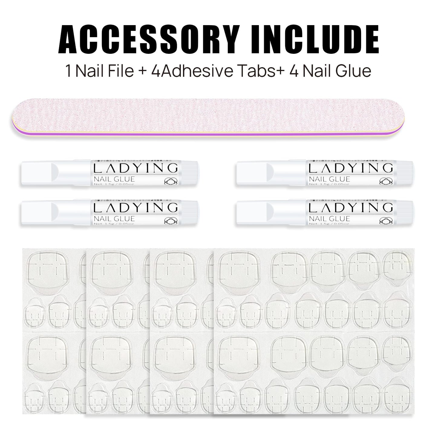 Press On Nails - LADYING 576 Pcs Medium Length T Shape Fake Nails with Nail Glue,Matte Press On Nails Full Cover Acrylic False Nail Art,24 Color Stick On Nails With Four (6g) Nail Glue for Nail DIY