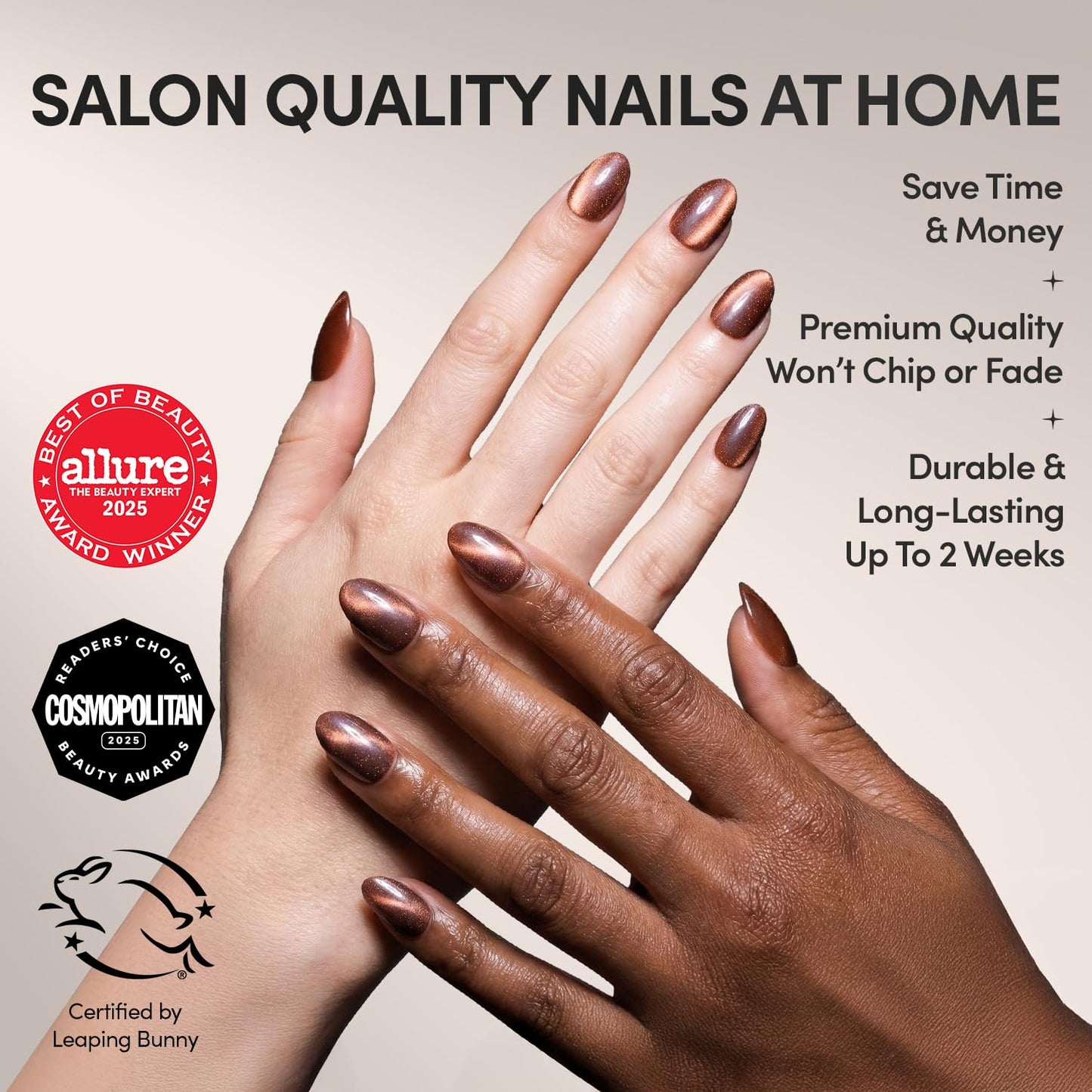 Glamnetic Press On Nails - Magnetic Moscow Fake Nails | Short Oval Fake Nails with a Cat-Eye Magnetic Velvet Finish, Salon Quality Halloween Nails | 15 Sizes - 30 Nail Kit with Glue