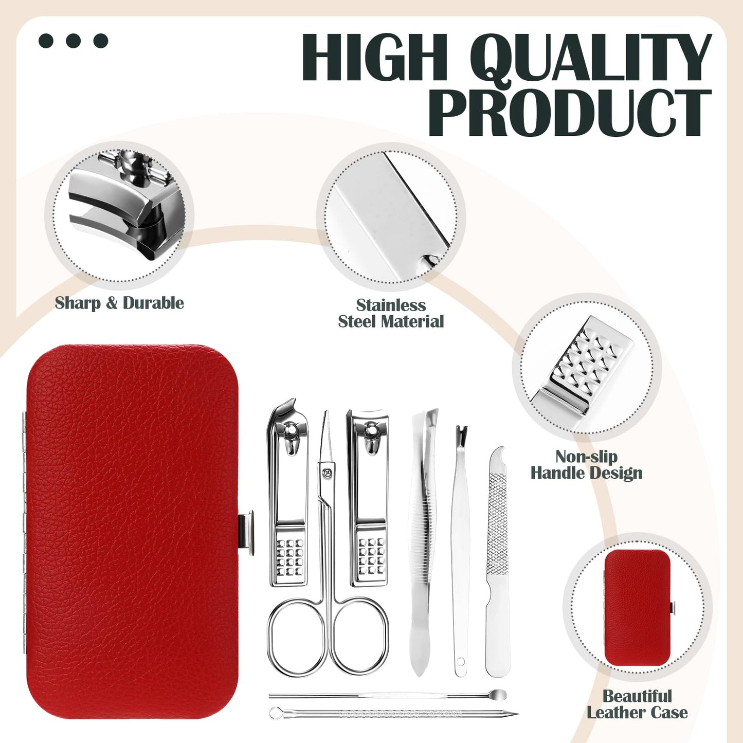 Leriton 60 Pack Manicure Set Bulk Gifts, 8-in-1 Stainless Steel Nail Clipper Set with Case, Appreciation Gifts for Nurses Week, Mother's Day, Women, Employees, Coworkers(Mix Color,Warm)