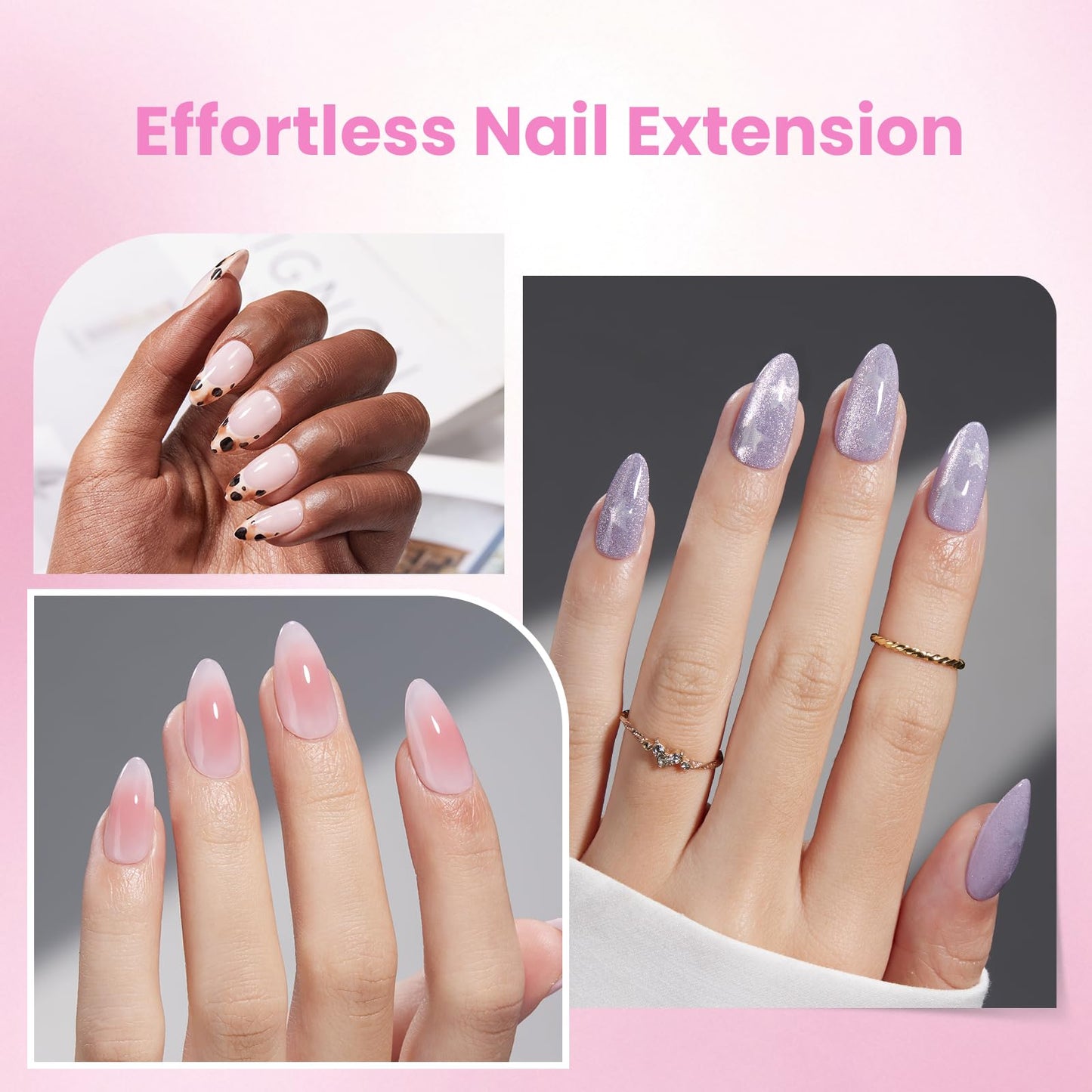 Beetles Tipex Lite Pre-Built Apex Gel Nail Tips, Almond Medium, 256pcs Value Pack, 16 Sizes, Flat-Nail Friendly Acrylic Tips for Natural Nail Beds, Easy for Beginner DIY