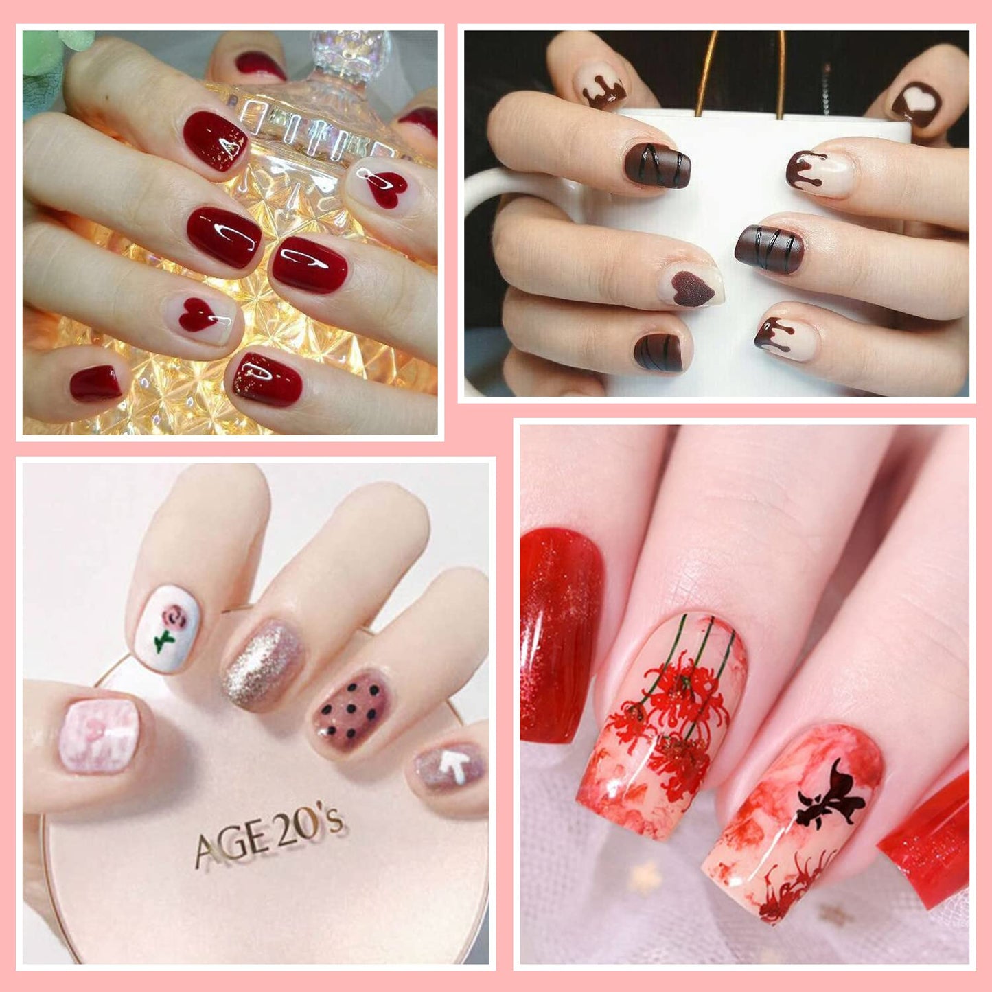 SILPECWEE 20 Sheets Valentine's Day Nail Polish Stickers Decals Nail Wraps for Women Gel Nail Strips Self Adhesive Nail Polish Strips Holiday Manicure Design for Nail Art with 1pc Nail File