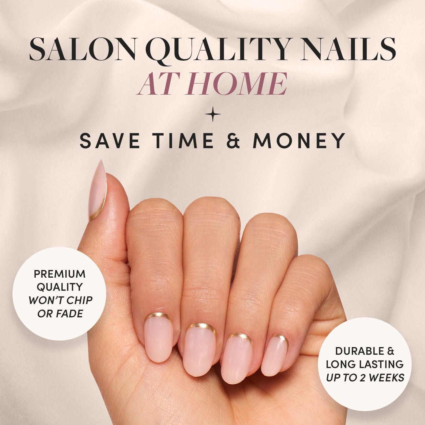 Glamnetic Press-On Nails Bundle - Sea Star & Goal Digger | Short Almond Seashell Fake Nails with 3D Nail Art | Natural Short Round False Nails with Gold Foil | Reusable, Salon-Quality Nail Kits