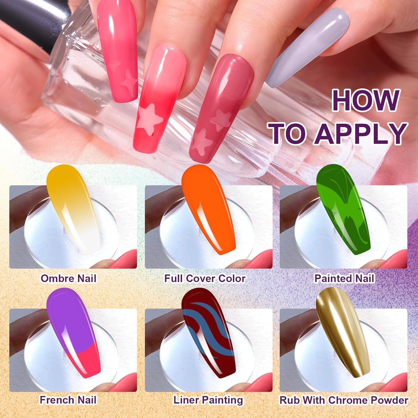 U-Shinein 24 Colors Gradient Nail Gel Palette Set, Hema ＆ TPO Free Bright Nude White Pink Blue Ombre Gel Nail for Pigment Painting Pat Nails Gel Kit, Perfect with Salon Pro DIY Home Nail Art