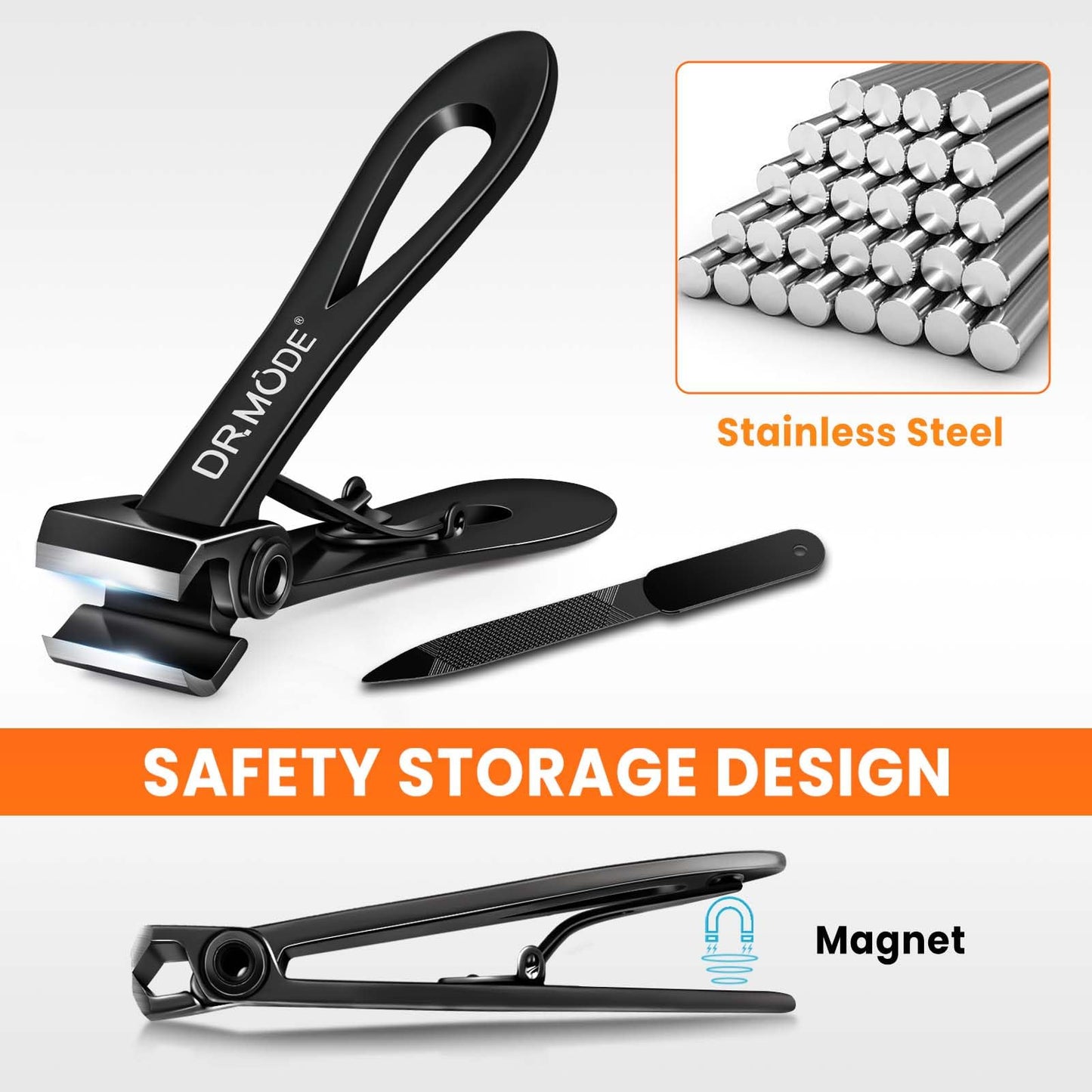 Straight Nail Clippers for Thick Nails, Heavy Duty Large Toenail Clippers for Seniors with 17mm Wide Jaw Opening, Ultra Sharp Stainless Steel Toe Nail Clippers Cutter for Men with File