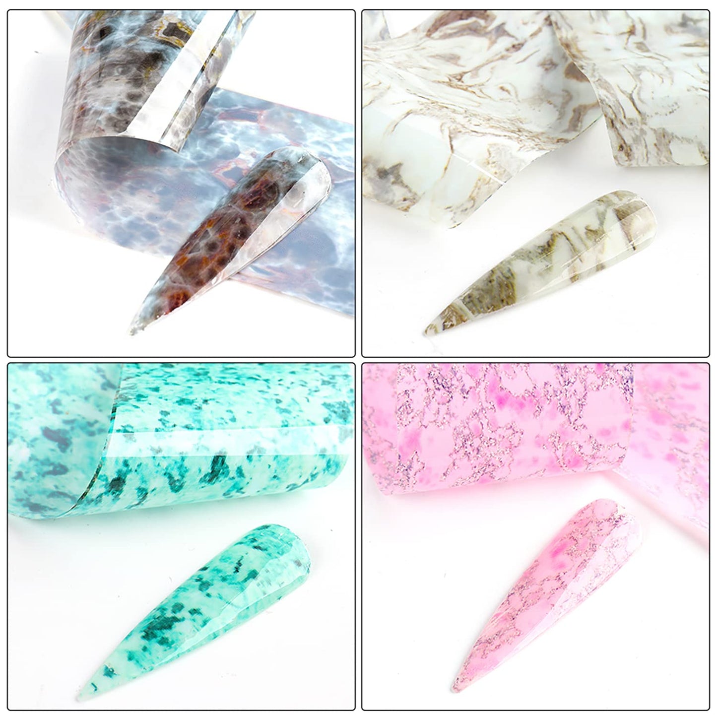 Marbling Holographic Nail Foil Stickers, Marble Polish Sheets Sky Starry Paper Foils for Nail Glue Polish, Women Manicure Film Decorations