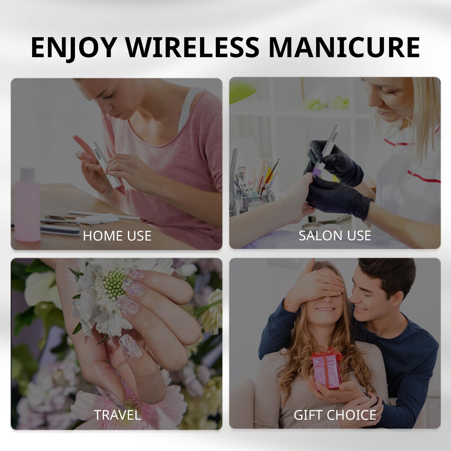 AIRSEE Mini Handheld UV Light for Gel Nails with Stand,Portable Rechargeable Nail Lamps,2 Timers for Fast Extension,Rhinestone Glue Decoration,Gel Nail Strips at Home,Travel(White)