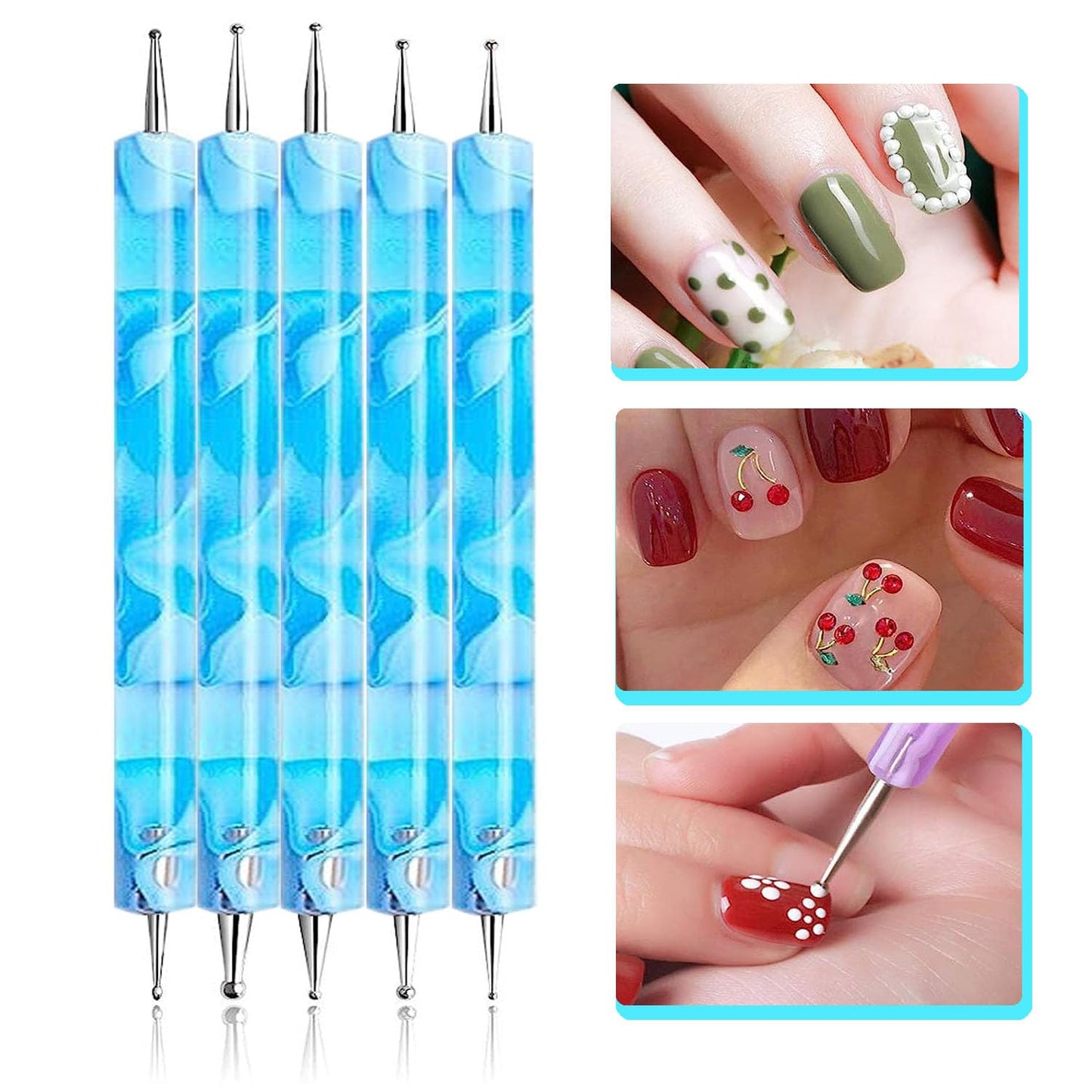 28Pcs Blue Nail Art Brush Set, Professional Acrylic Gel Nail Brushes, Nail Liner Dotting Pen, Nail Dust Cleaning Brush, Manicure Tools Kit for Nail Sculpting, Acrylic Powder Application, Nail Design